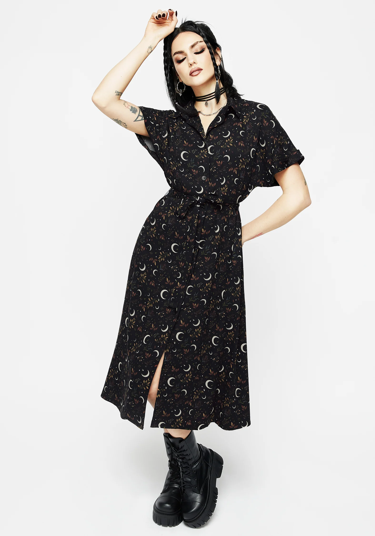 Sickle Moon Midi Shirt Dress - Image 4