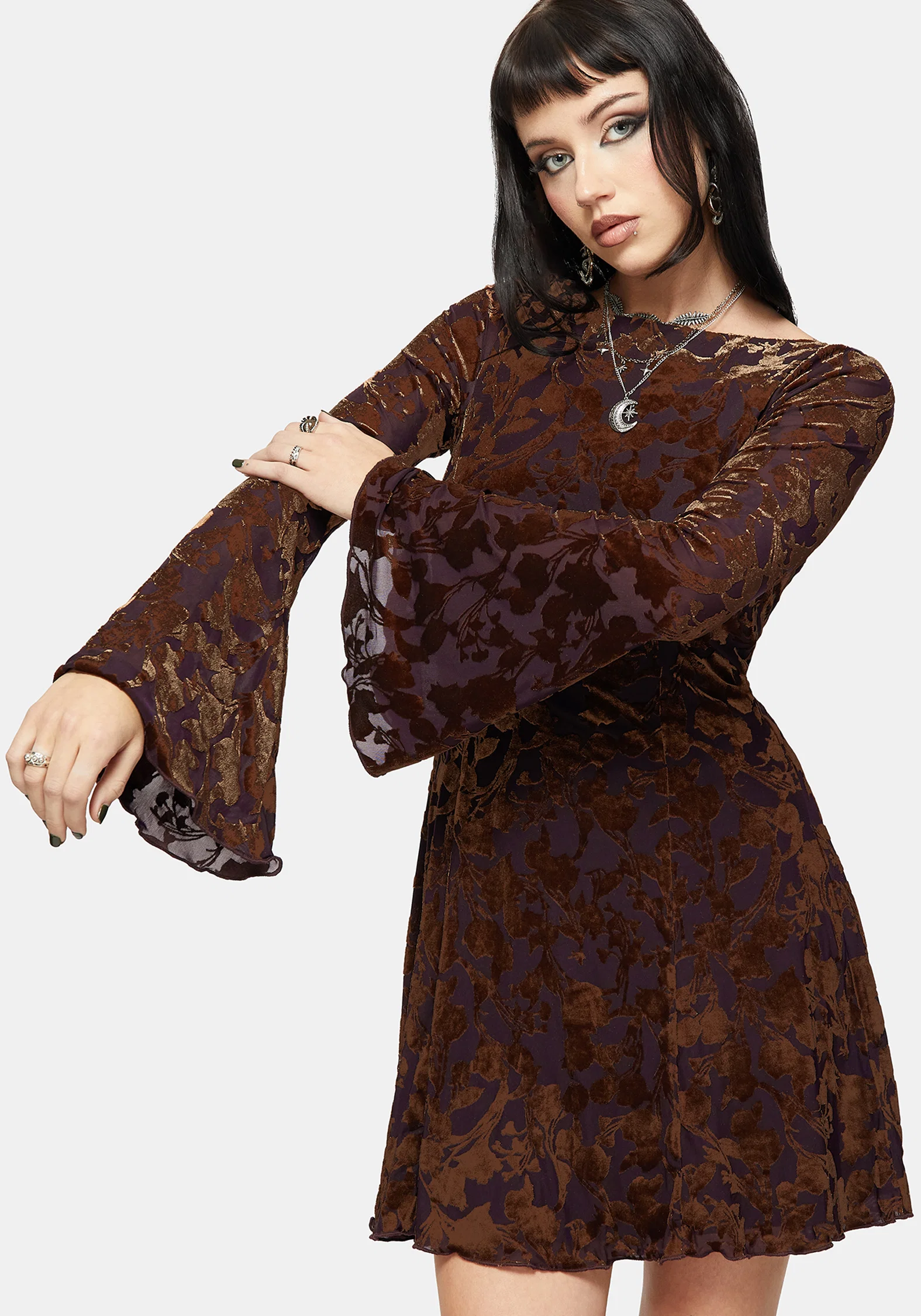 Sienna Devore Cowl Lettuce Hem Mini Dress - Image 3