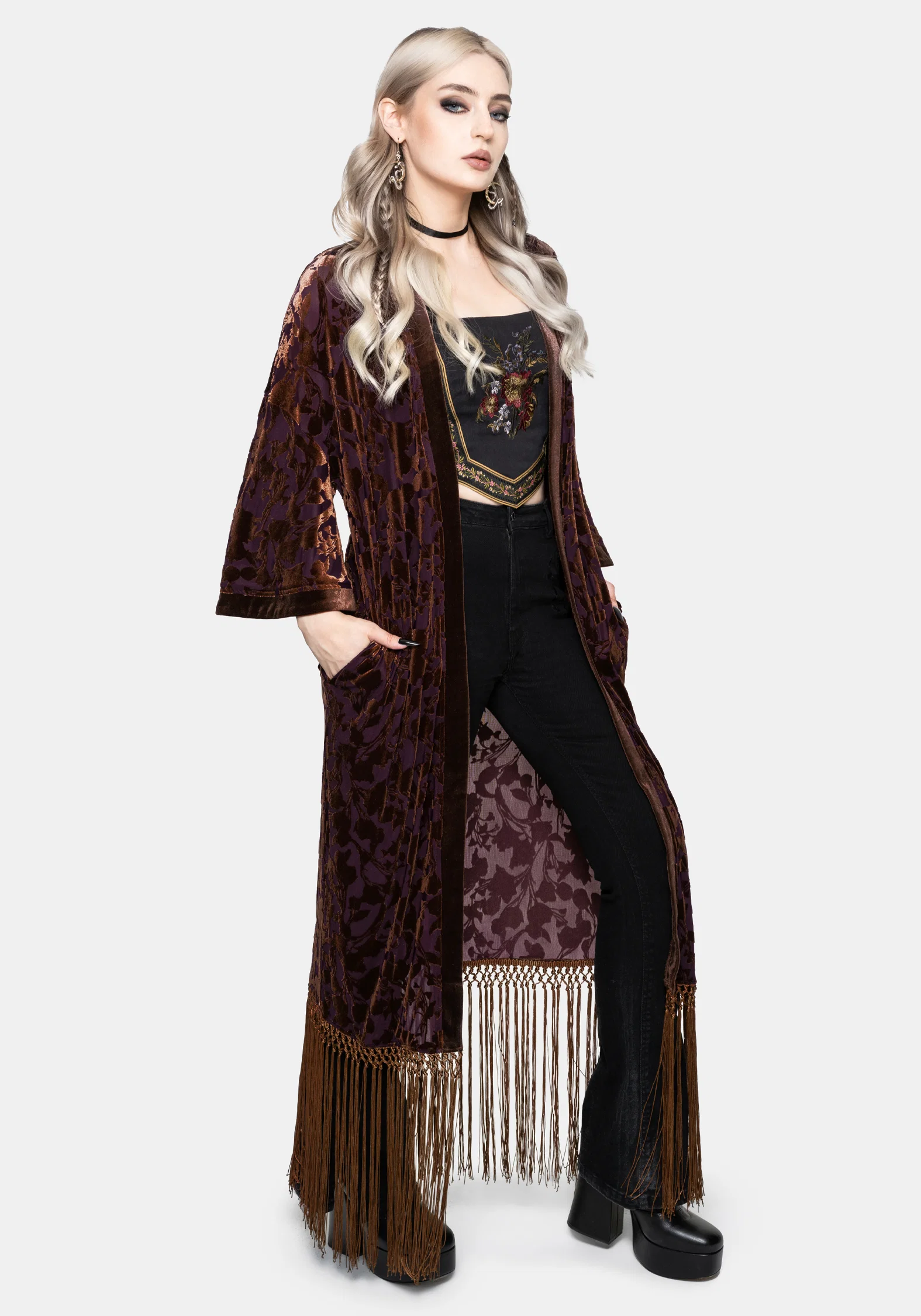 Sienna Devore Fringe Kimono - Image 4