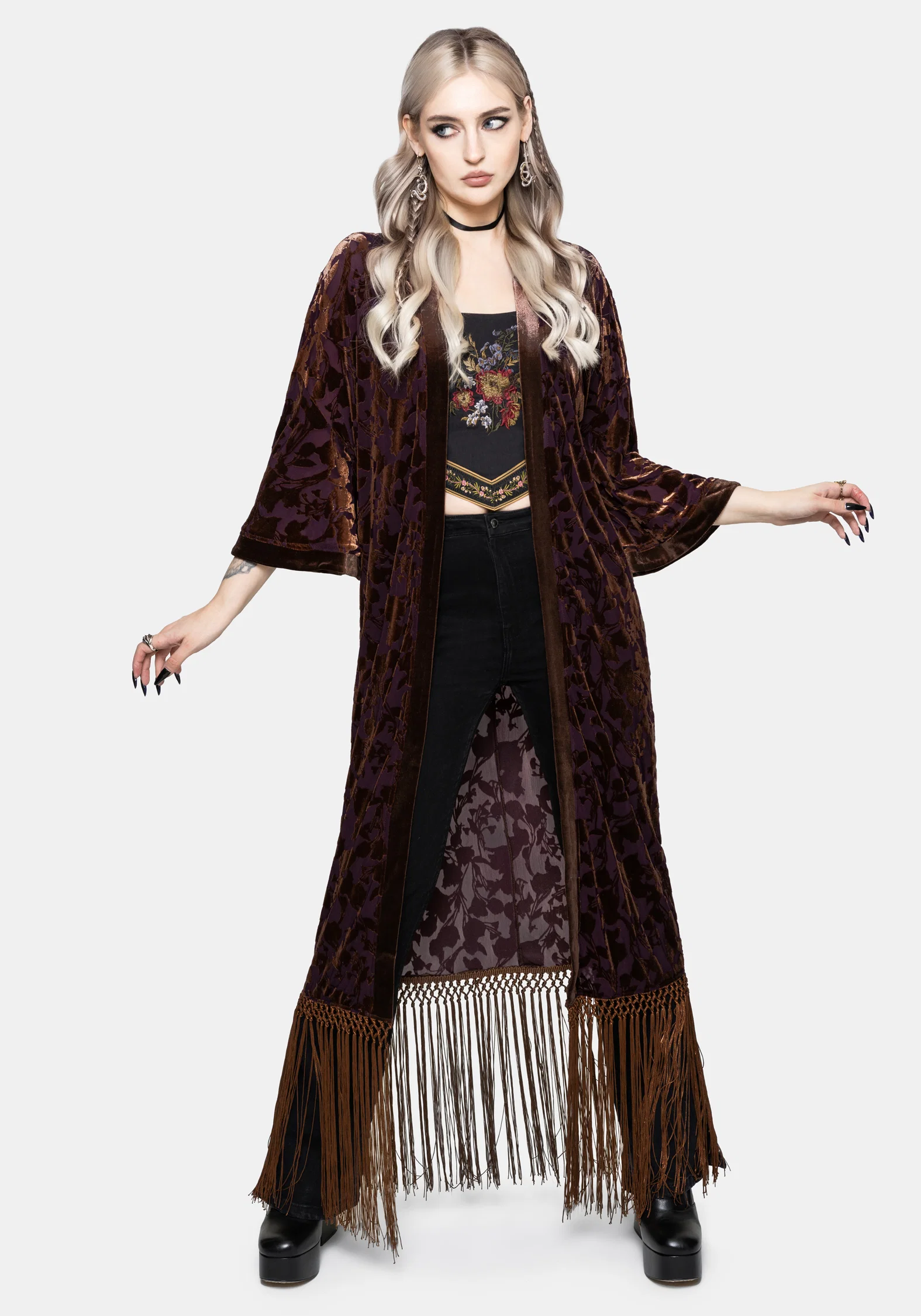 Sienna Devore Fringe Kimono - Image 5