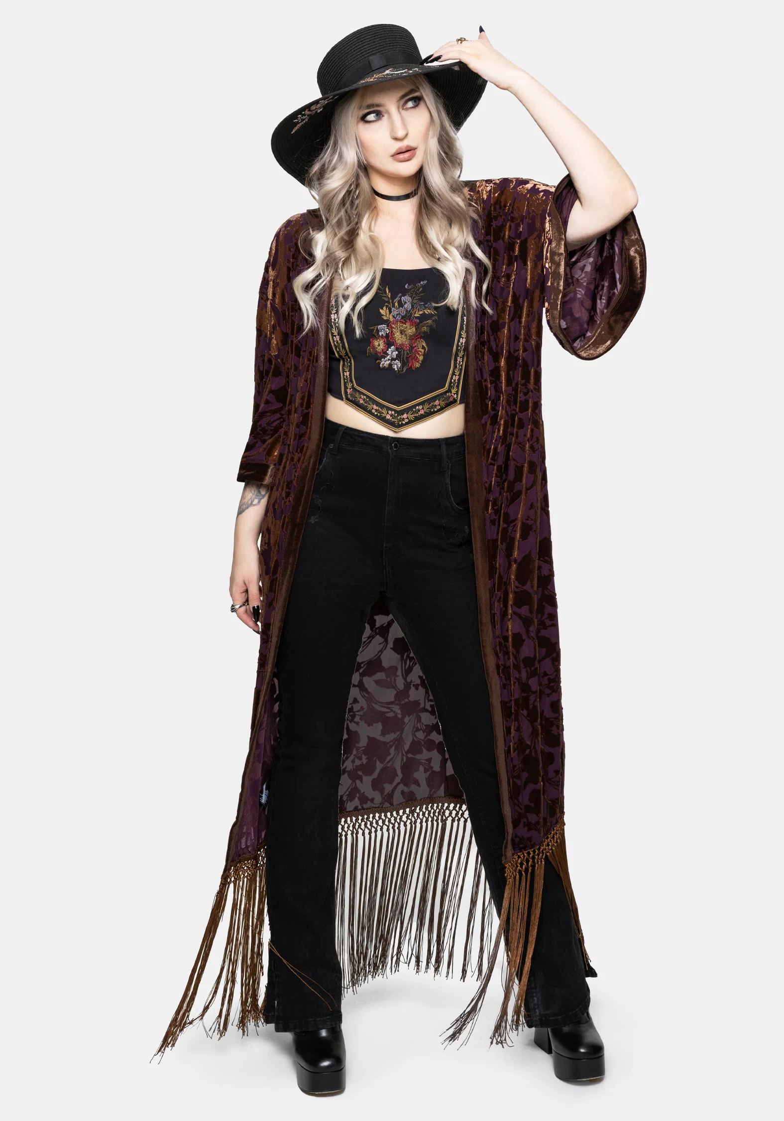 Sienna Devore Fringe Kimono - Image 6
