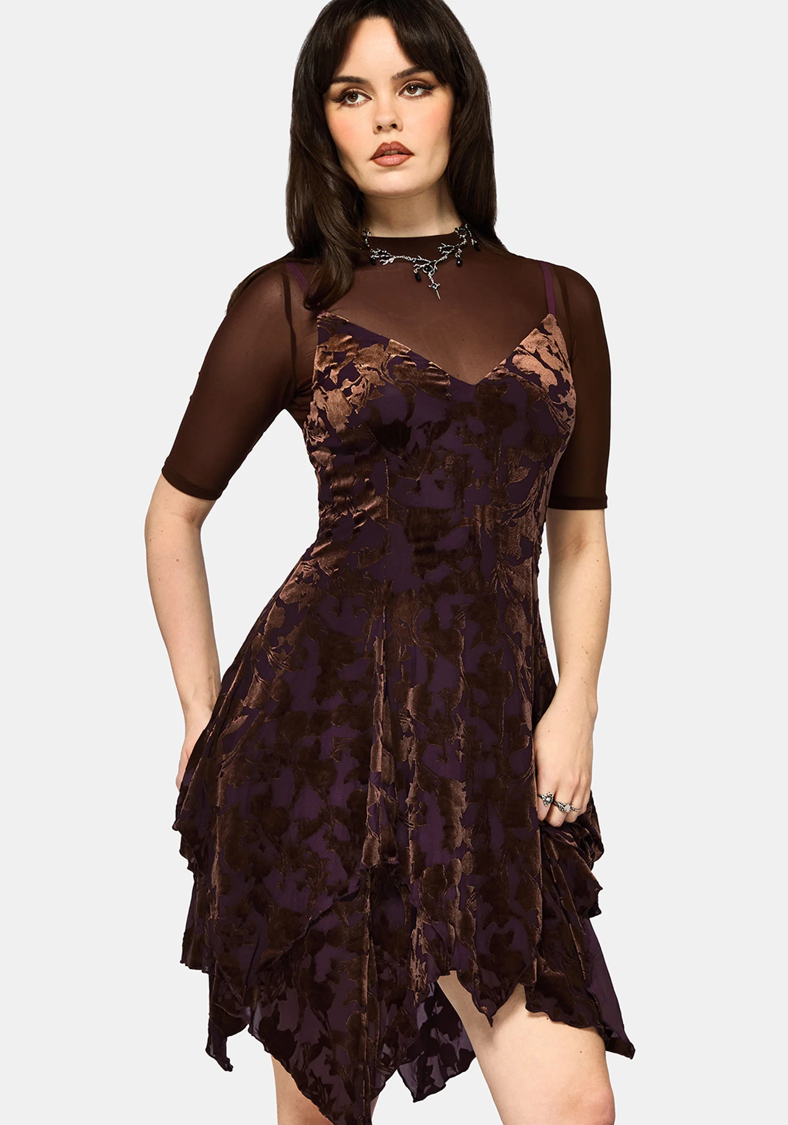 Sienna Devore Hanky Hem Cami Mini Dress - Image 4