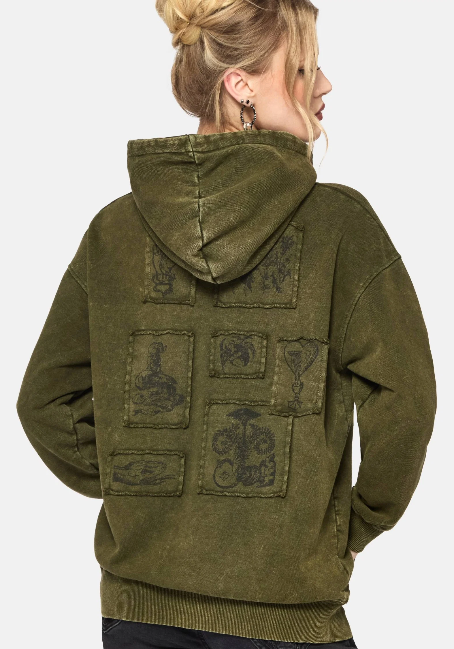 Sira Oversized Applique Patch Hoodie - Image 3