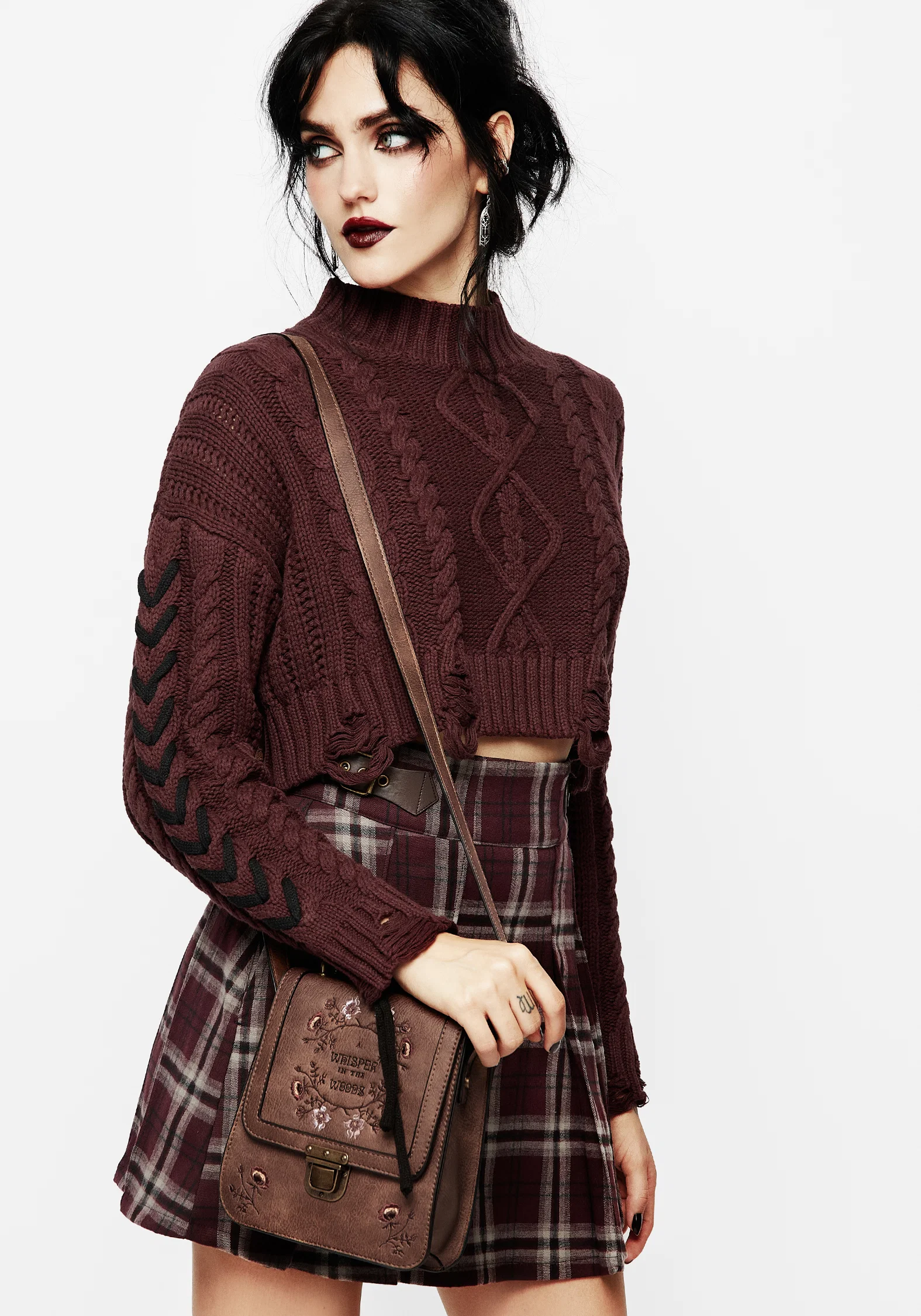 Skulk Distressed Cable Knit Crop Jumper - Image 7