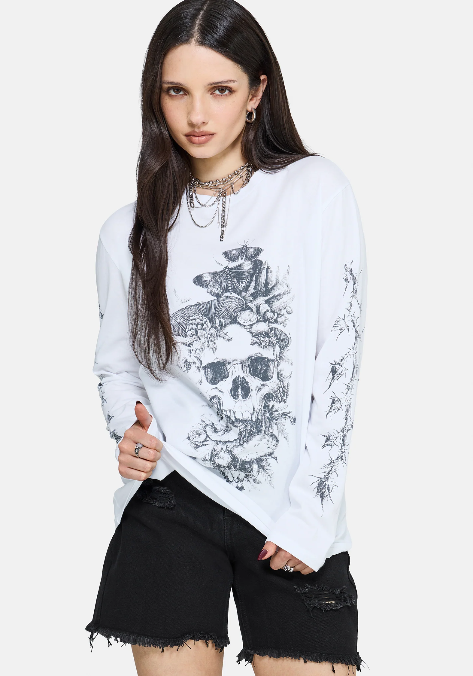 Skulla Long Sleeve Oversized T-Shirt - Image 6