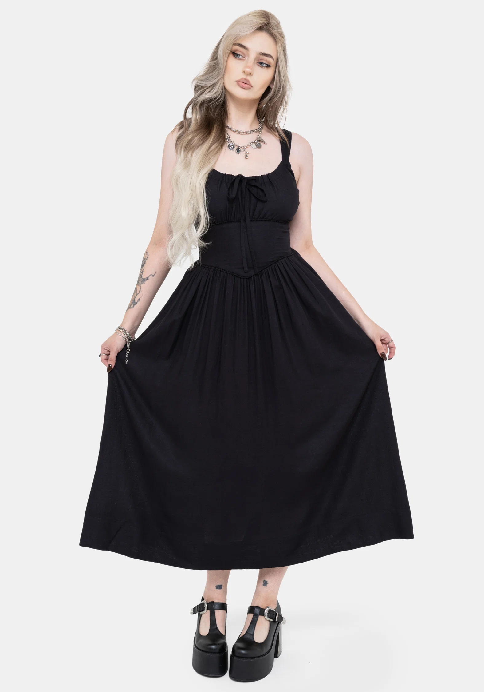 Skye Shirred Back Midaxi Dress - Black - Image 7