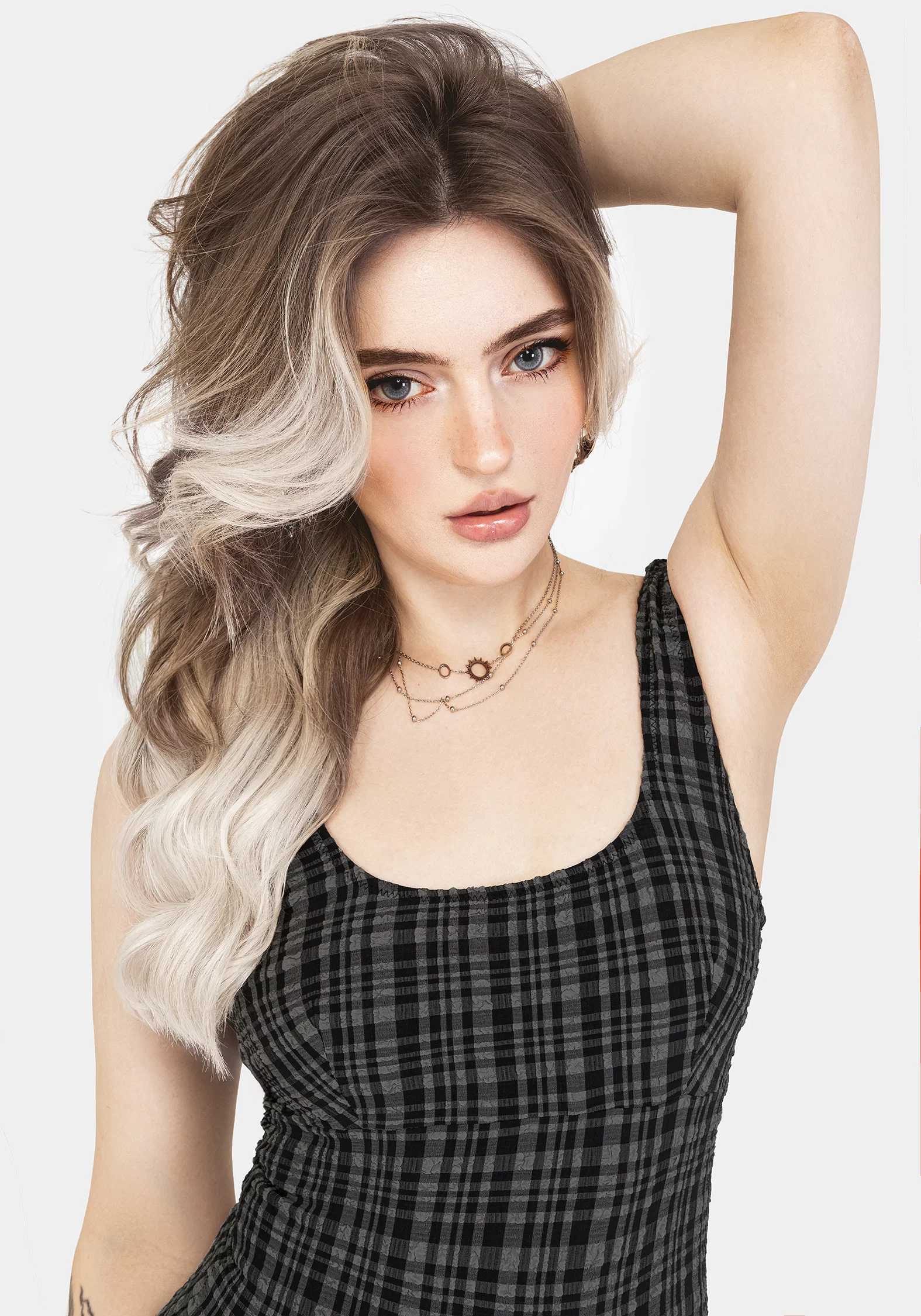 Slate Textured Check Square Neck Swimsuit - Image 6