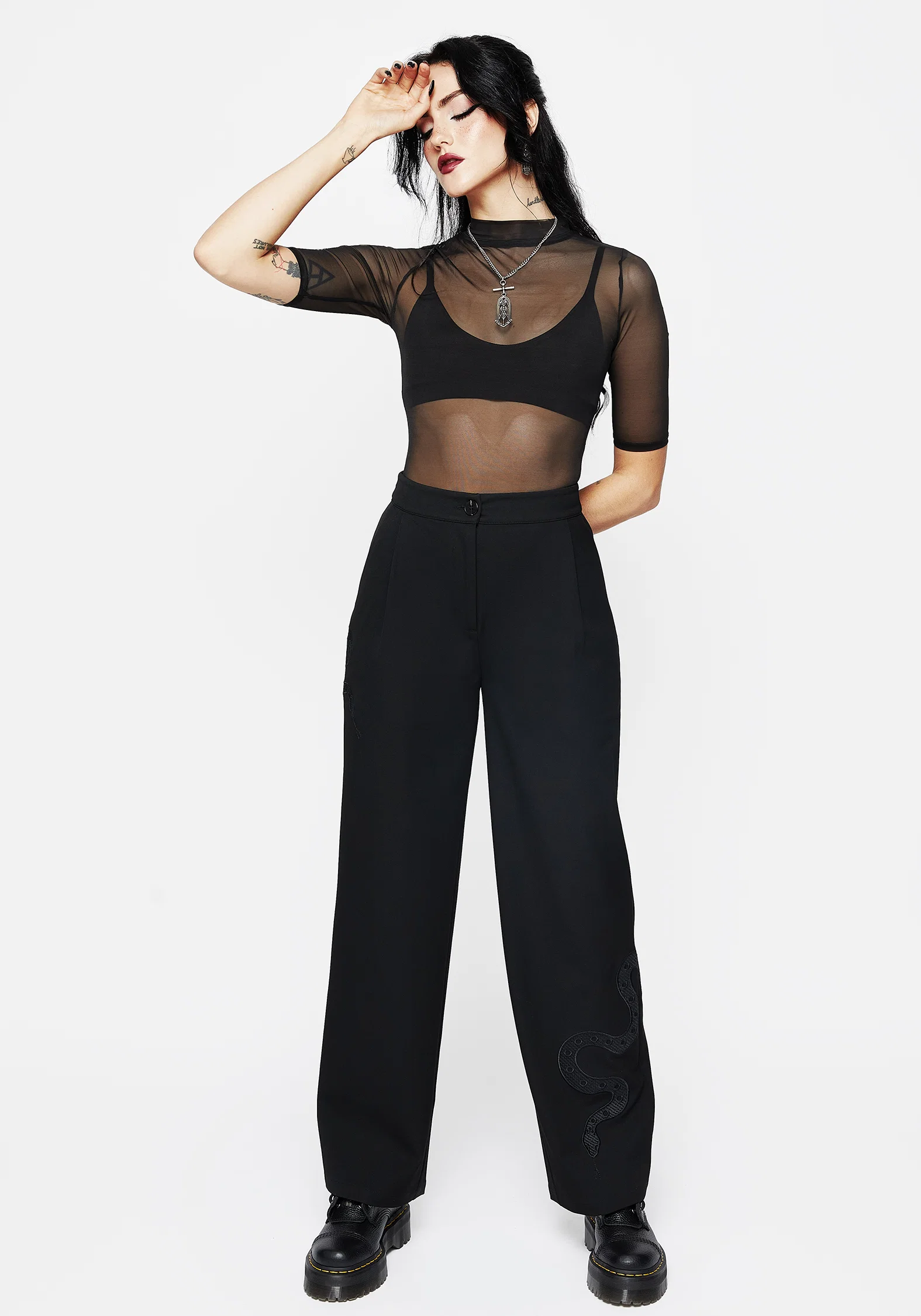 Slither Snake Embroidered Tailored Trousers - Image 6