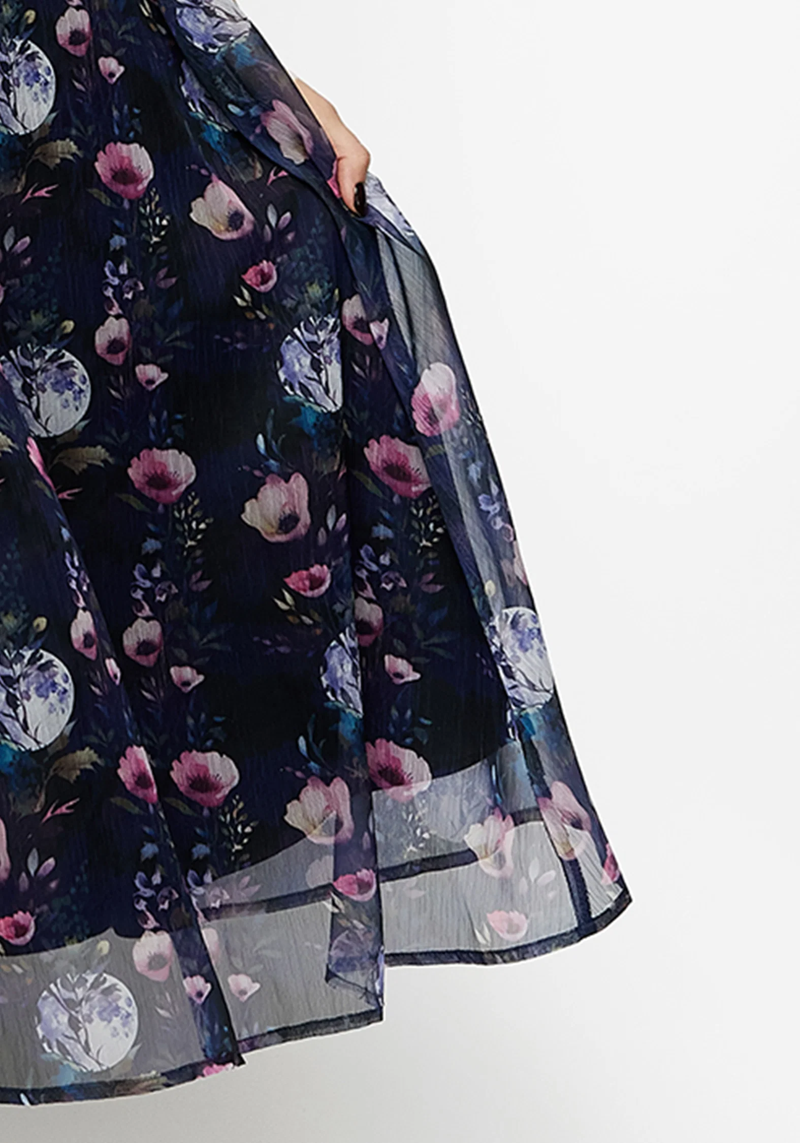 Socordia Floral Moon Chiffon Midi Skirt - Image 2