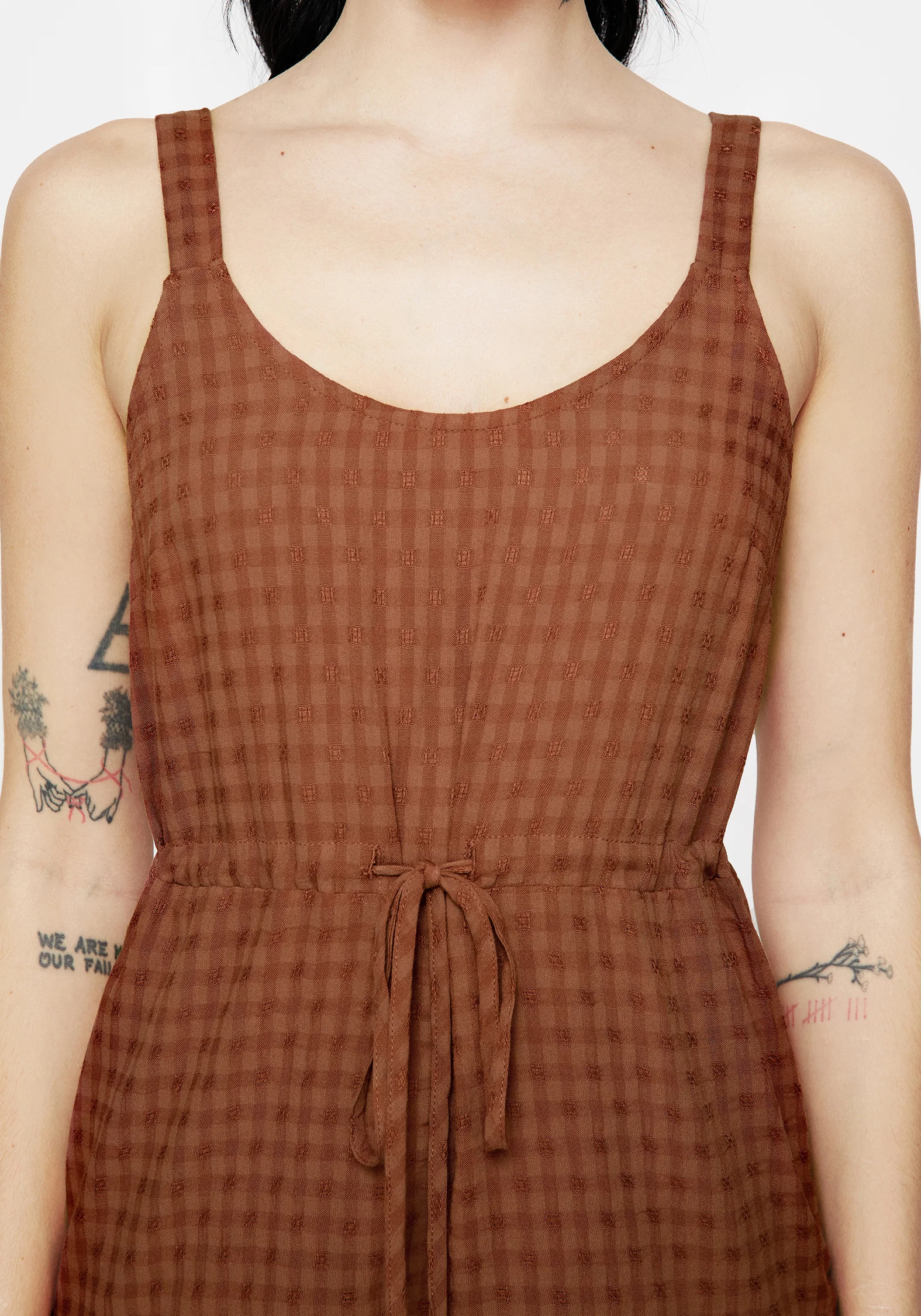 Soleil Cotton-Blend Check Cami Playsuit - Image 2