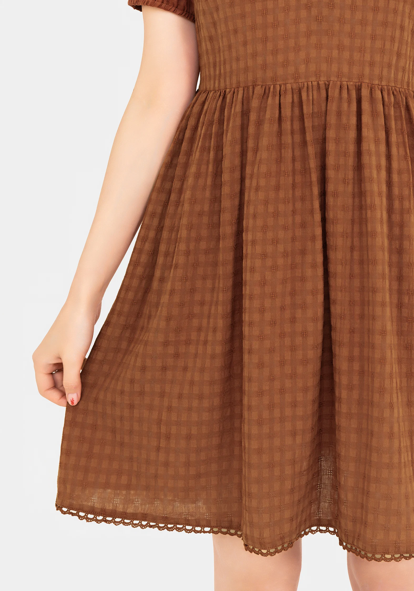 Soleil Cotton-Blend Check Mini Dress - Image 2