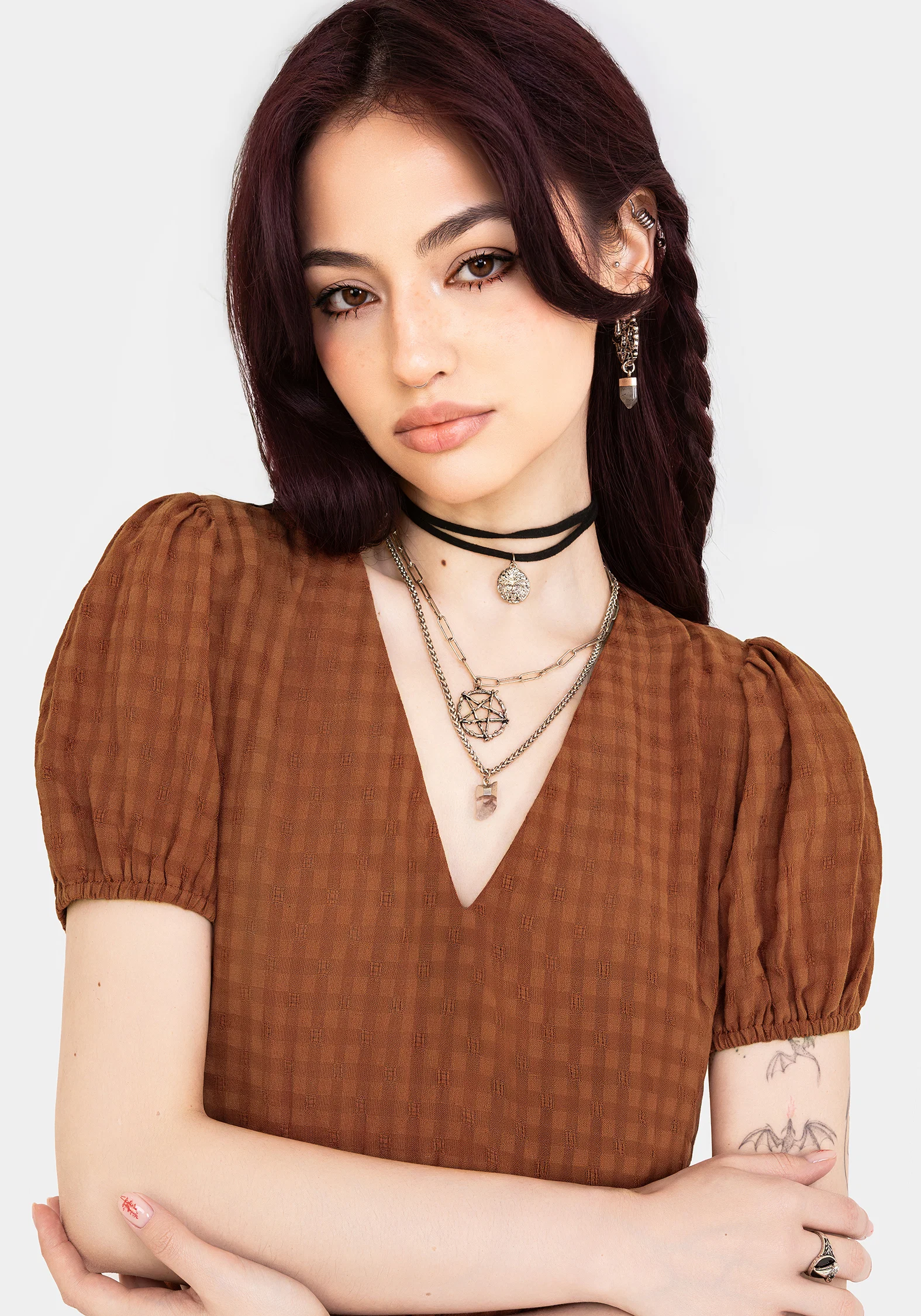 Soleil Cotton-Blend Check Mini Dress - Image 6