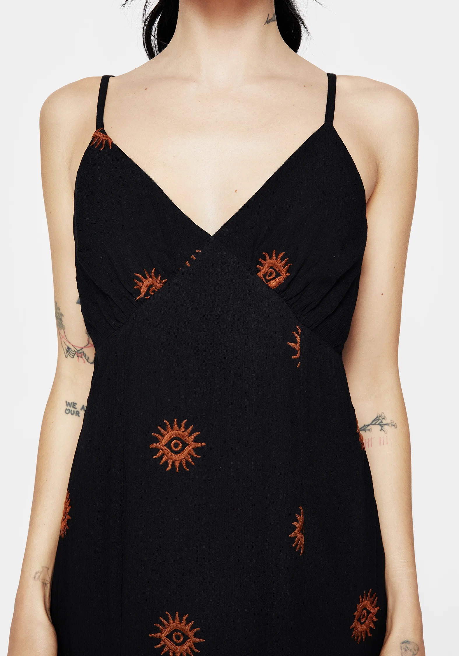 Solstice Embroidered Cami Hanky Hem Midaxi Dress - Image 2