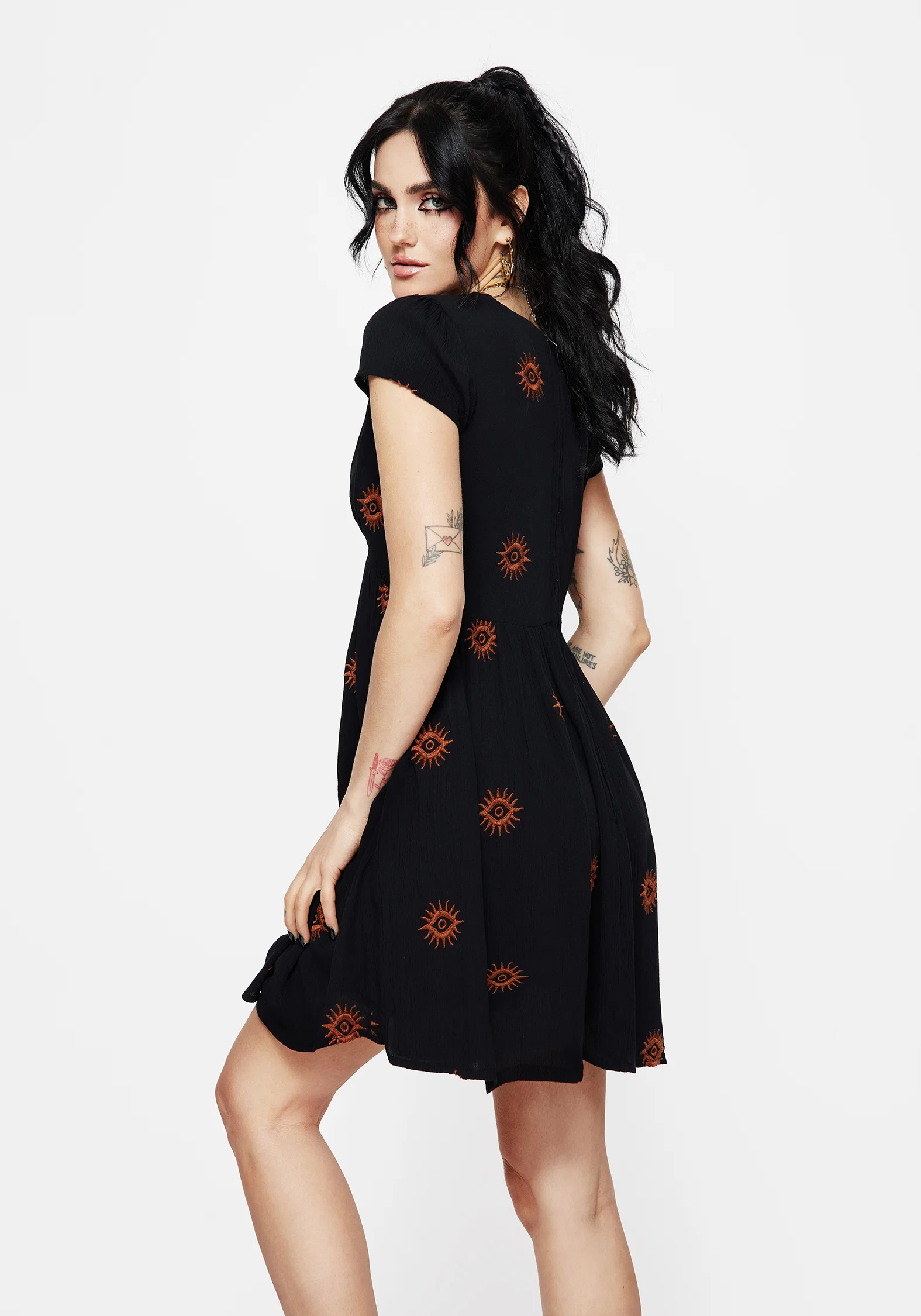 Solstice Embroidered Smock Mini Dress - Image 3