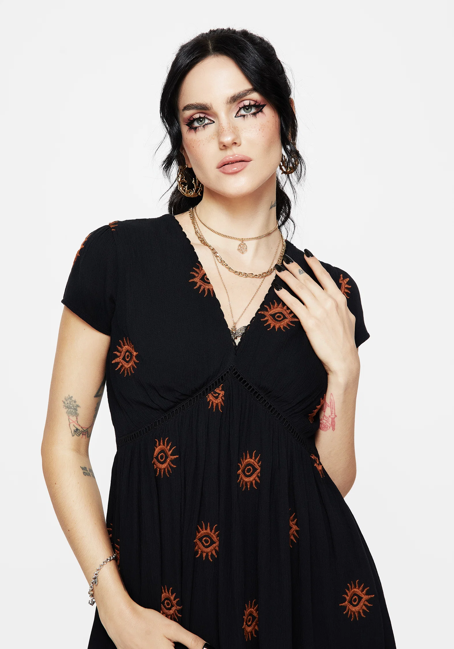 Solstice Embroidered Smock Mini Dress - Image 5