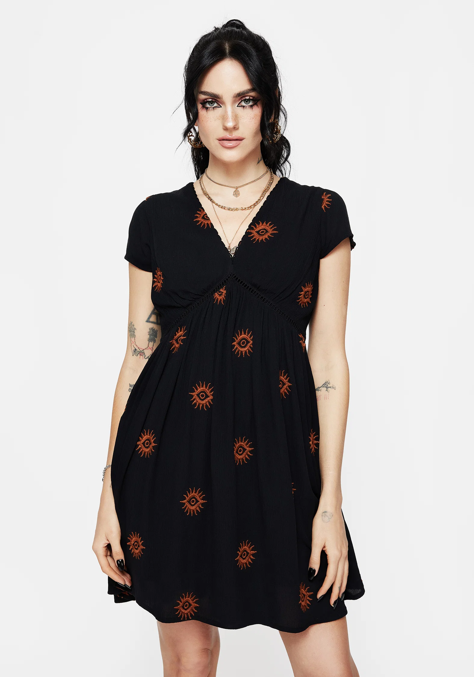 Solstice Embroidered Smock Mini Dress - Image 6