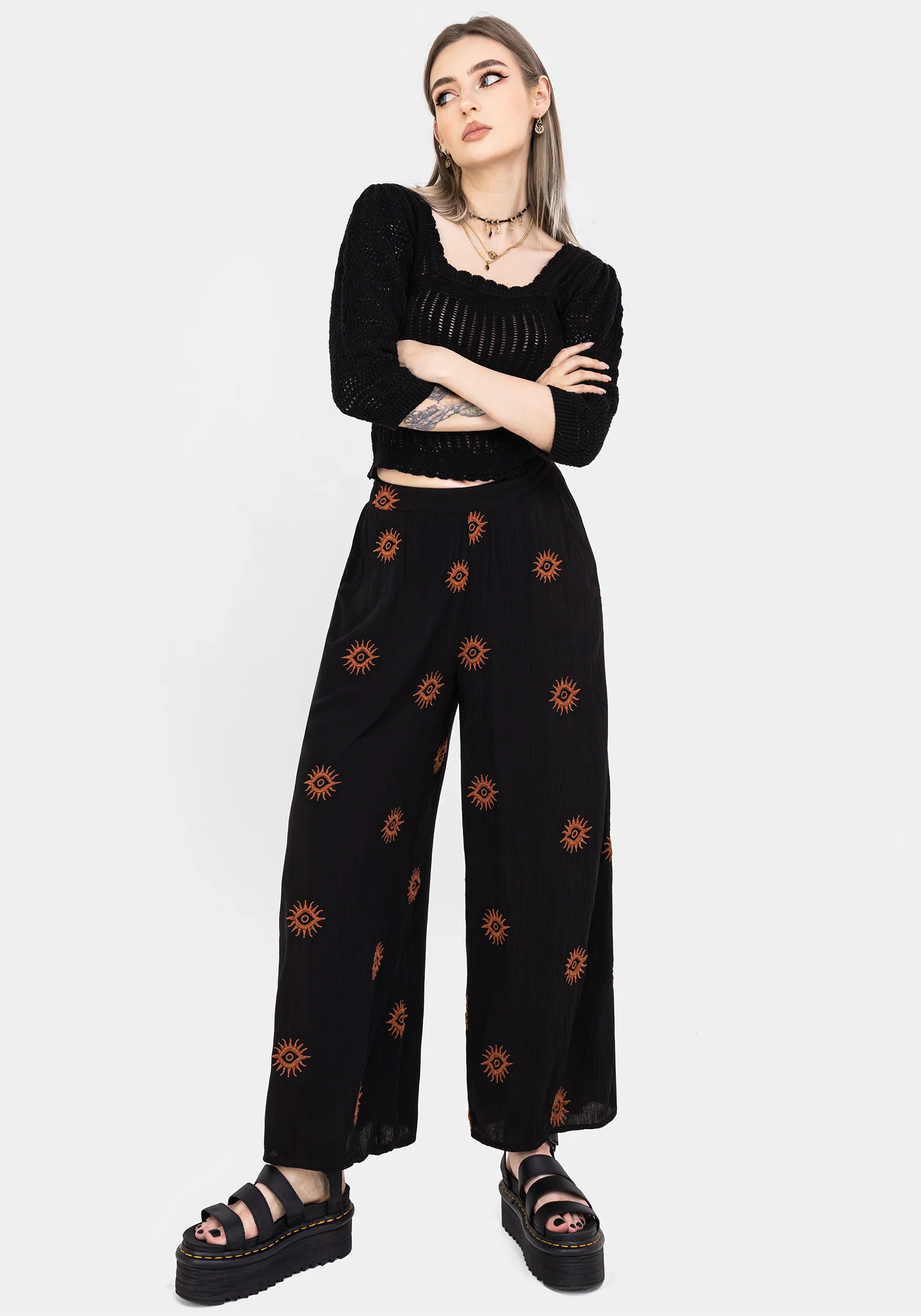 Solstice Embroidered Wide Leg Culotte - Image 4