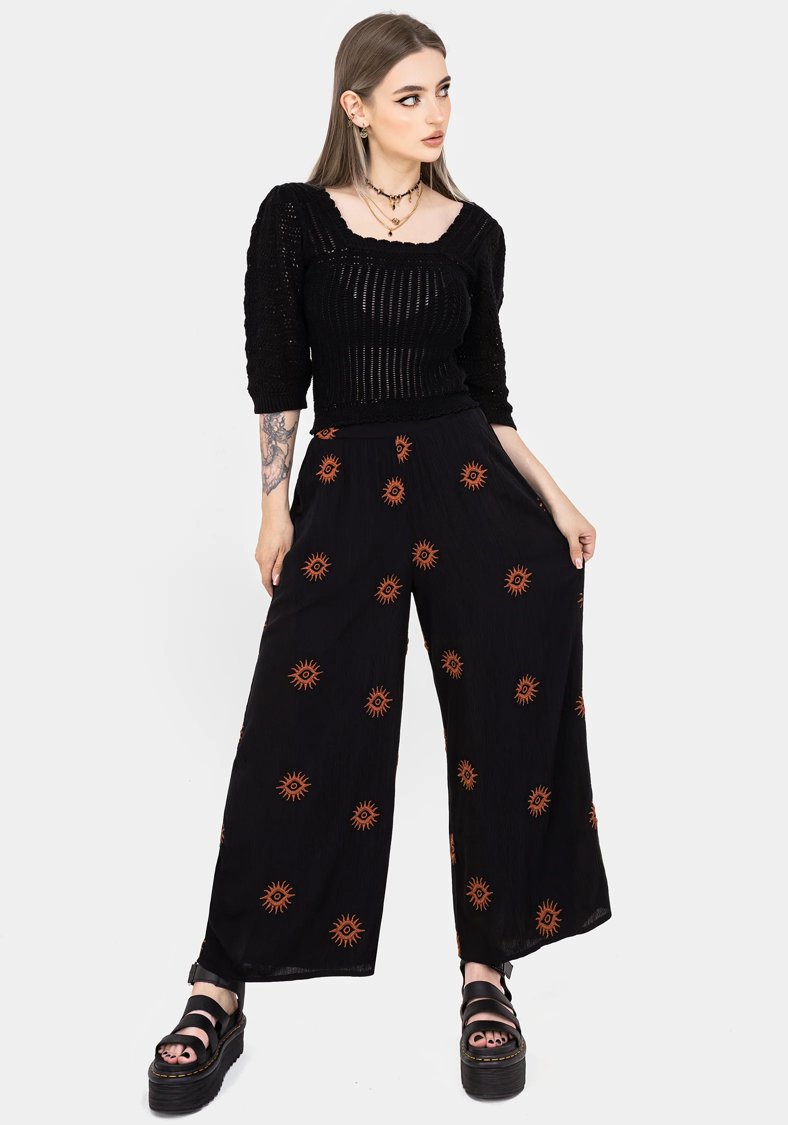 Solstice Embroidered Wide Leg Culotte - Image 5