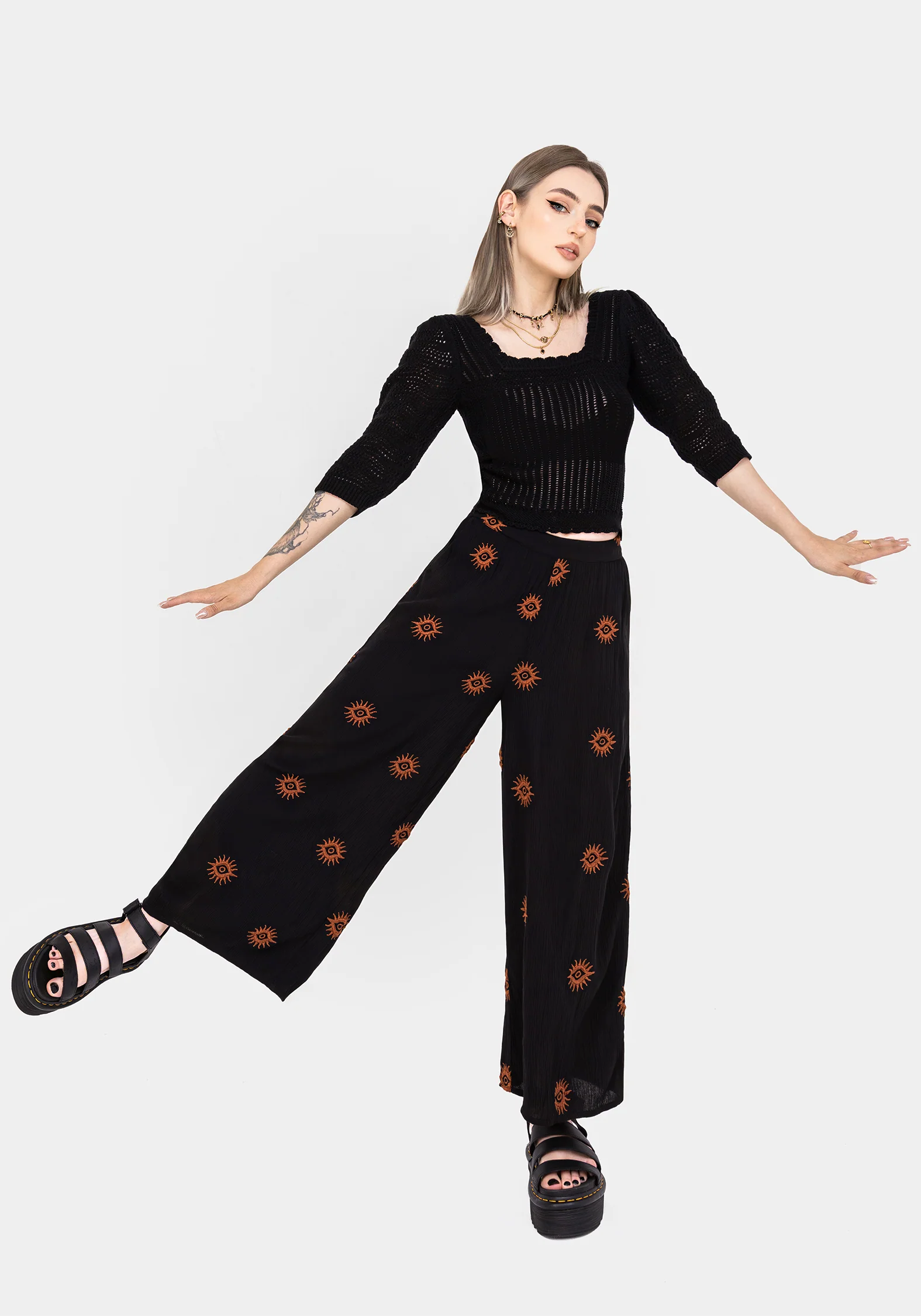 Solstice Embroidered Wide Leg Culotte - Image 6
