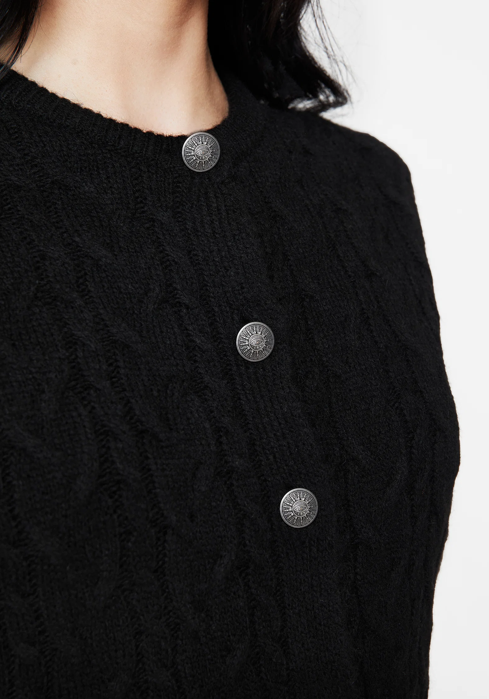 Sophia Button Up Cable Knit Waistcoat - Image 2