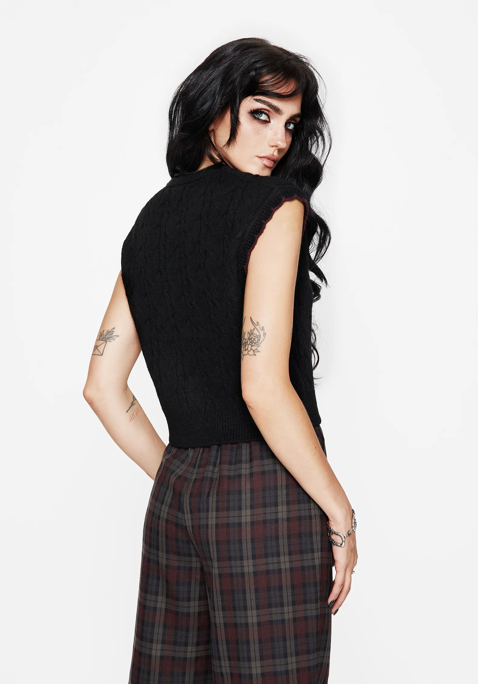 Sophia Button Up Cable Knit Waistcoat - Image 3