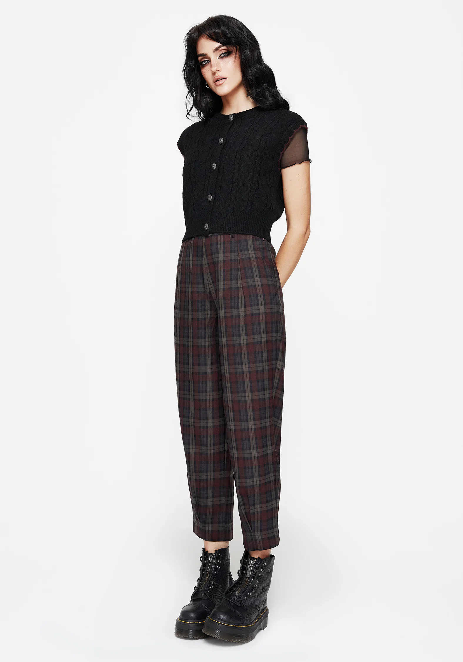 Sophia Button Up Cable Knit Waistcoat - Image 6