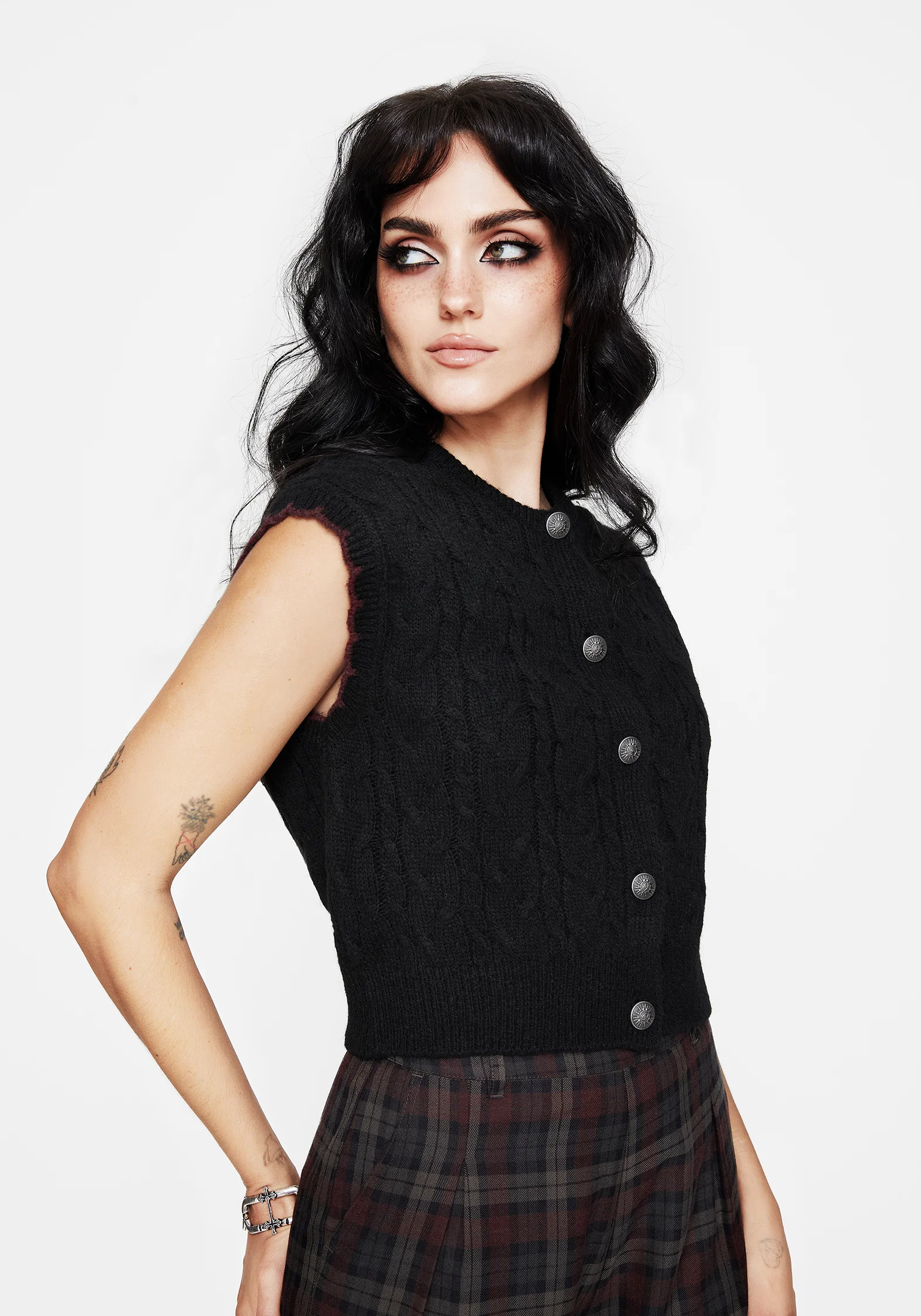 Sophia Button Up Cable Knit Waistcoat - Image 7