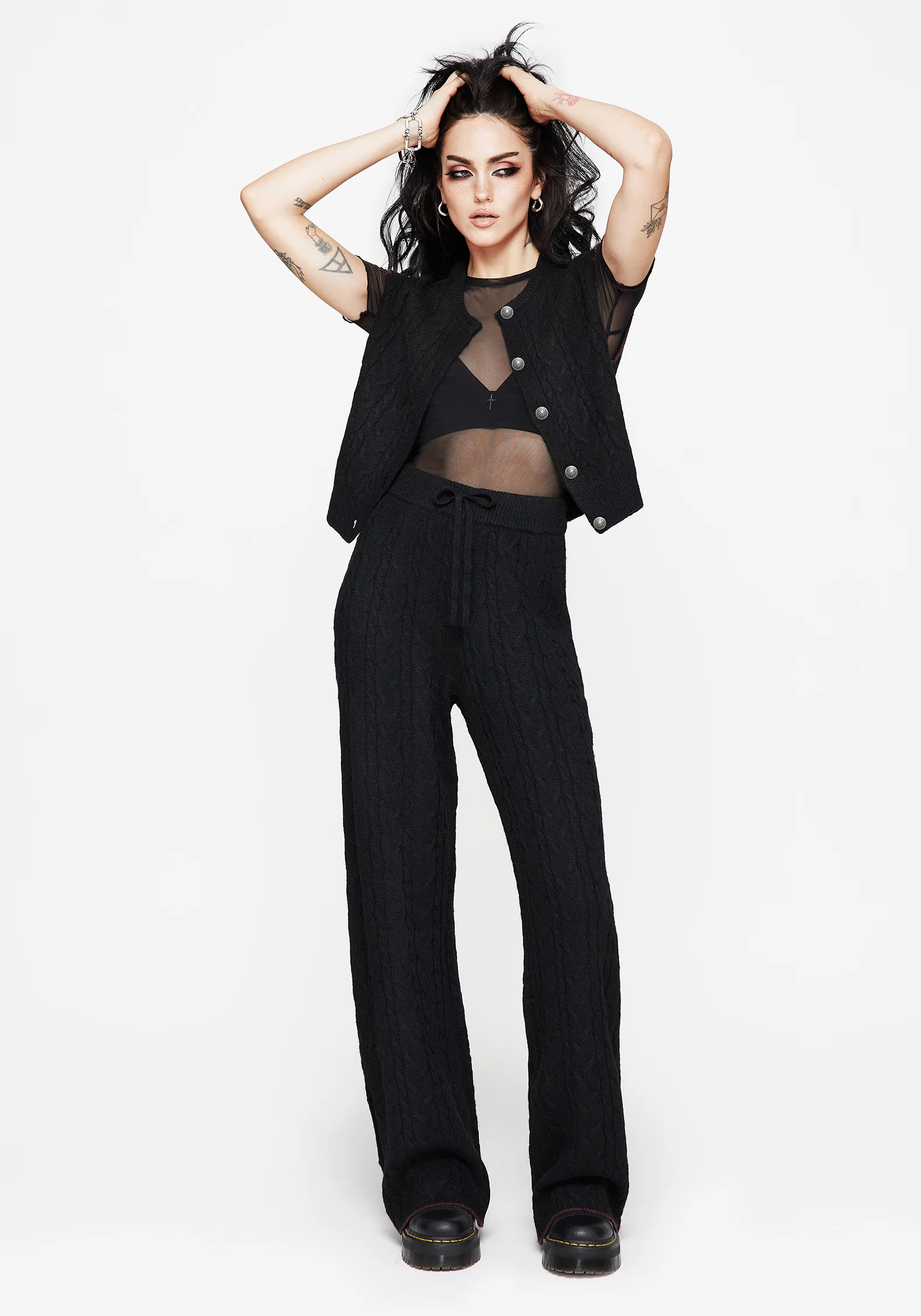 Sophia Button Up Cable Knit Waistcoat - Image 9