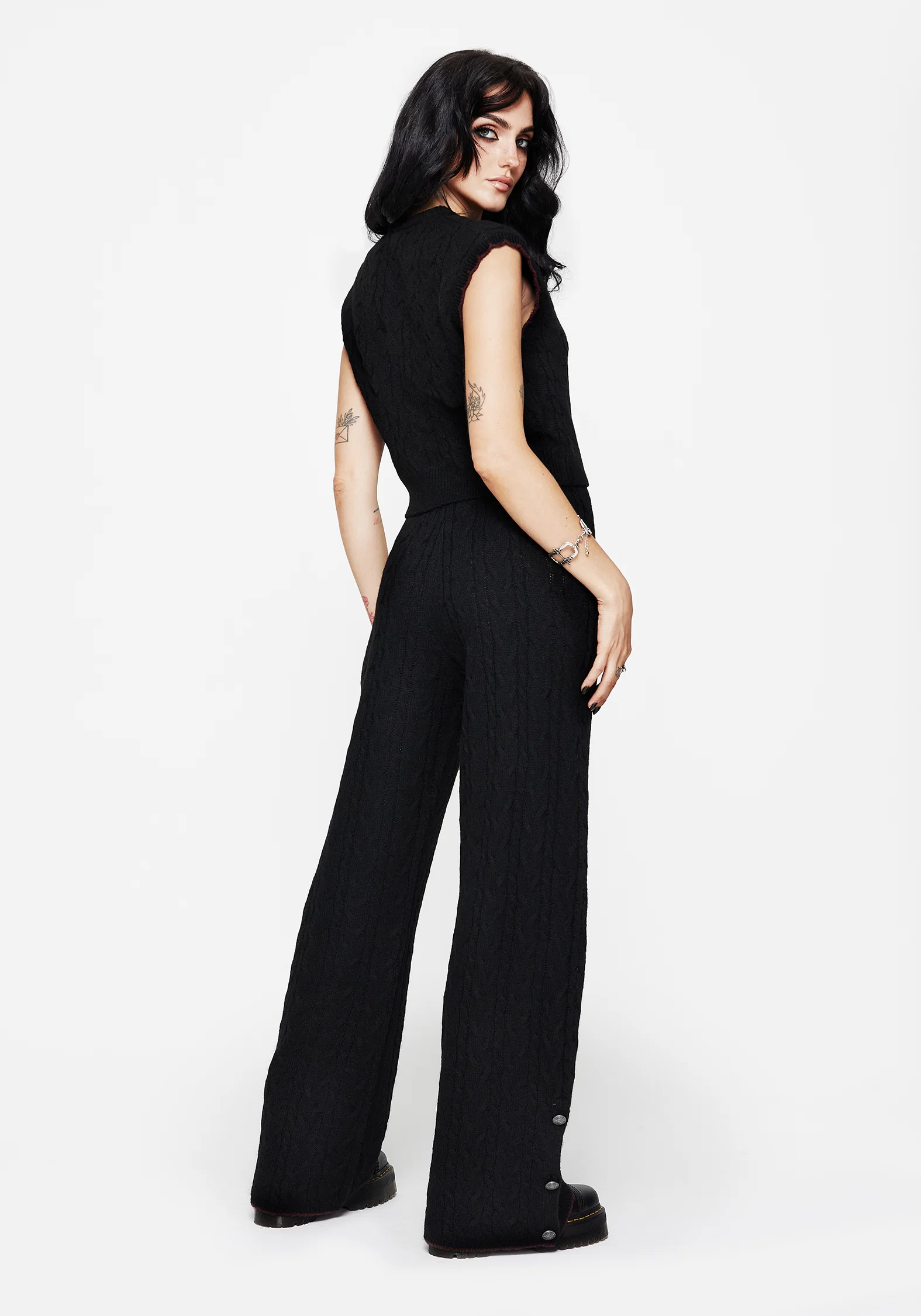 Sophia Cable Knit Wide Leg Trouser - Image 3
