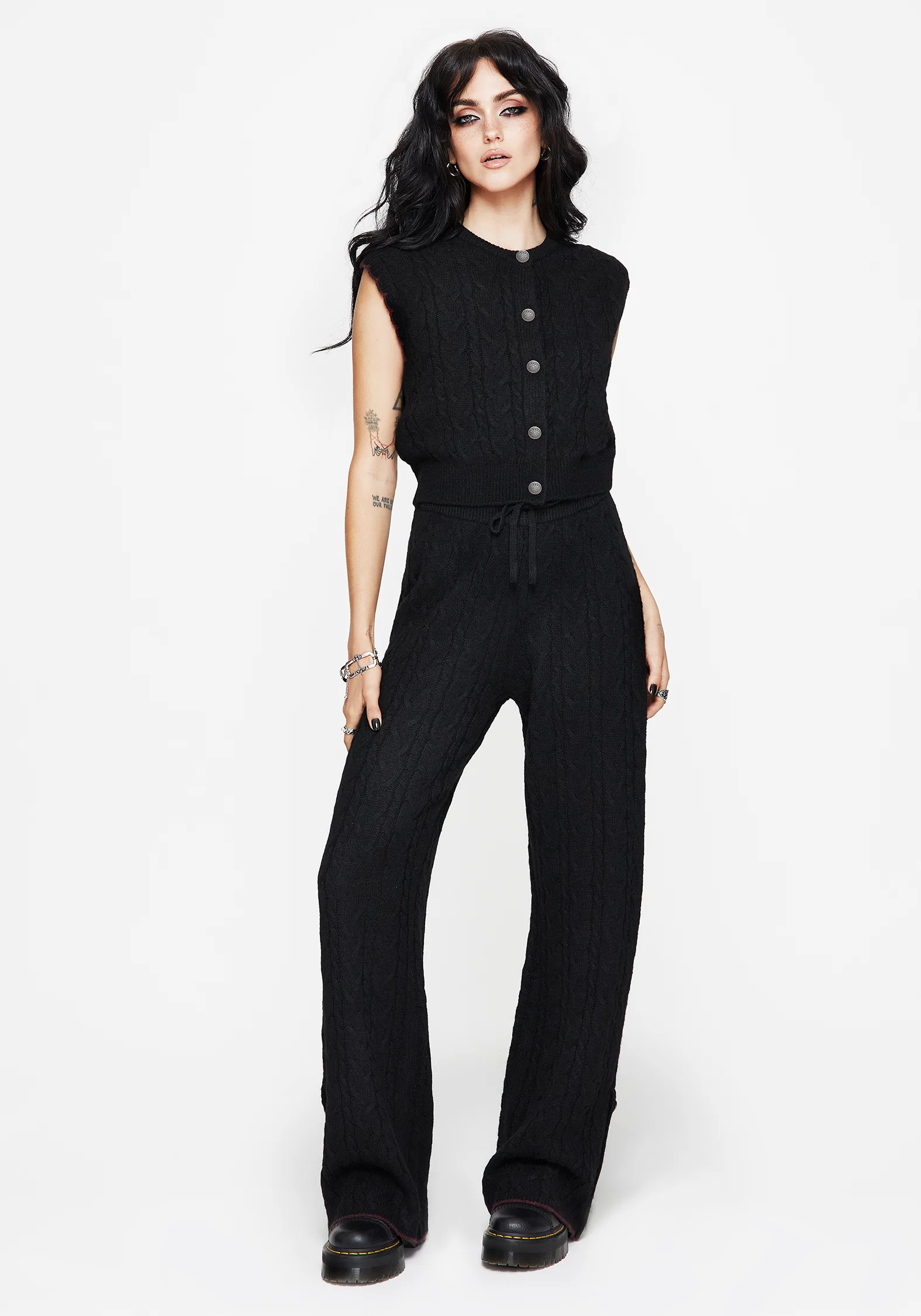 Sophia Cable Knit Wide Leg Trouser - Image 4