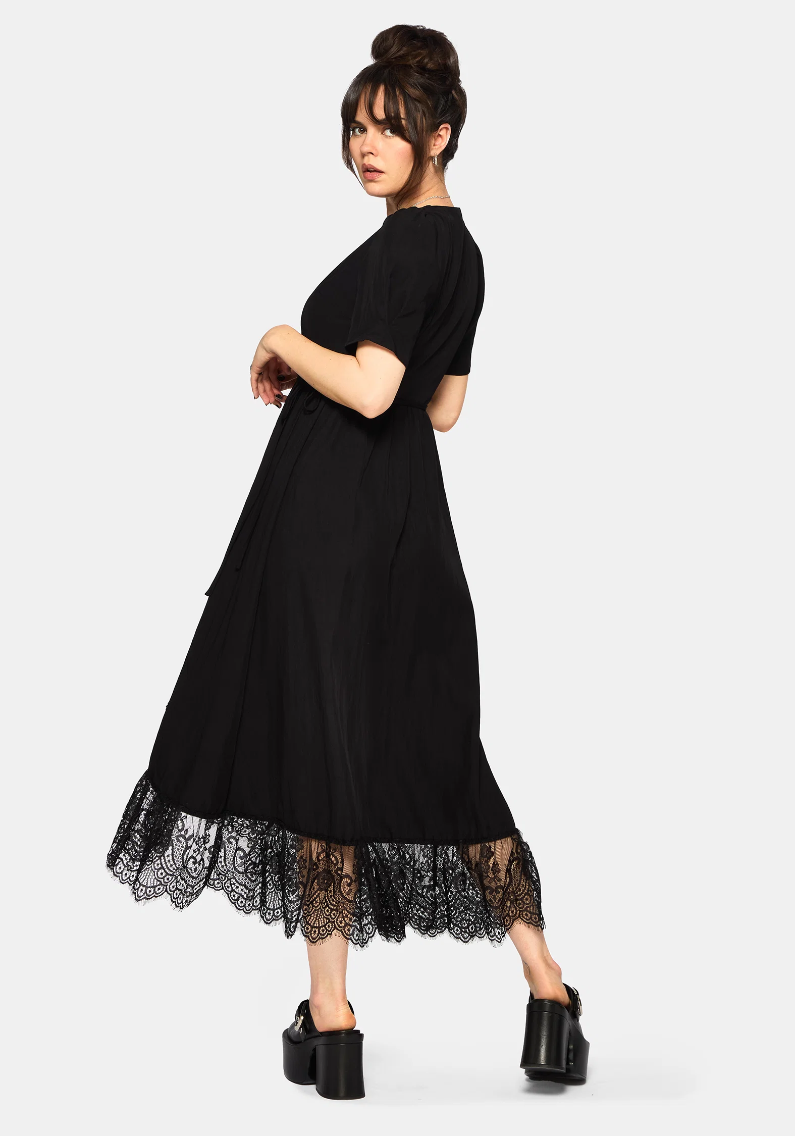 Sorelle Lace Hem Wrap Midaxi Dress - Image 4