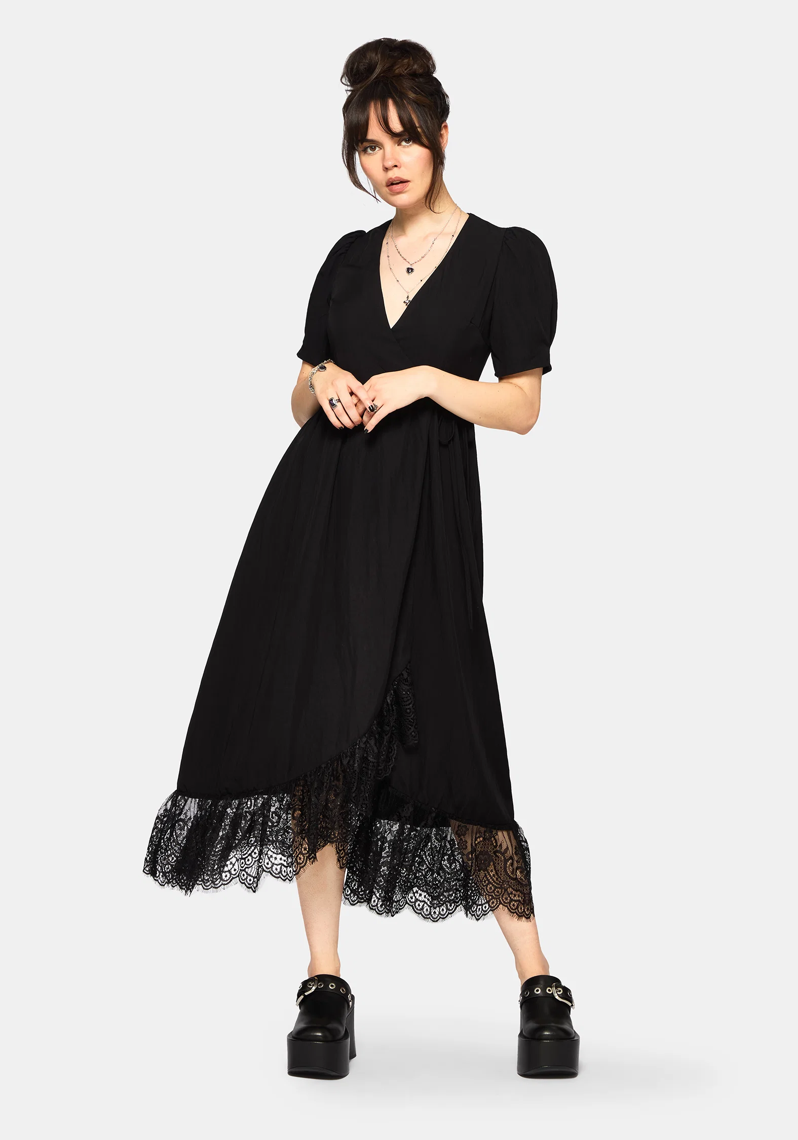 Sorelle Lace Hem Wrap Midaxi Dress - Image 5