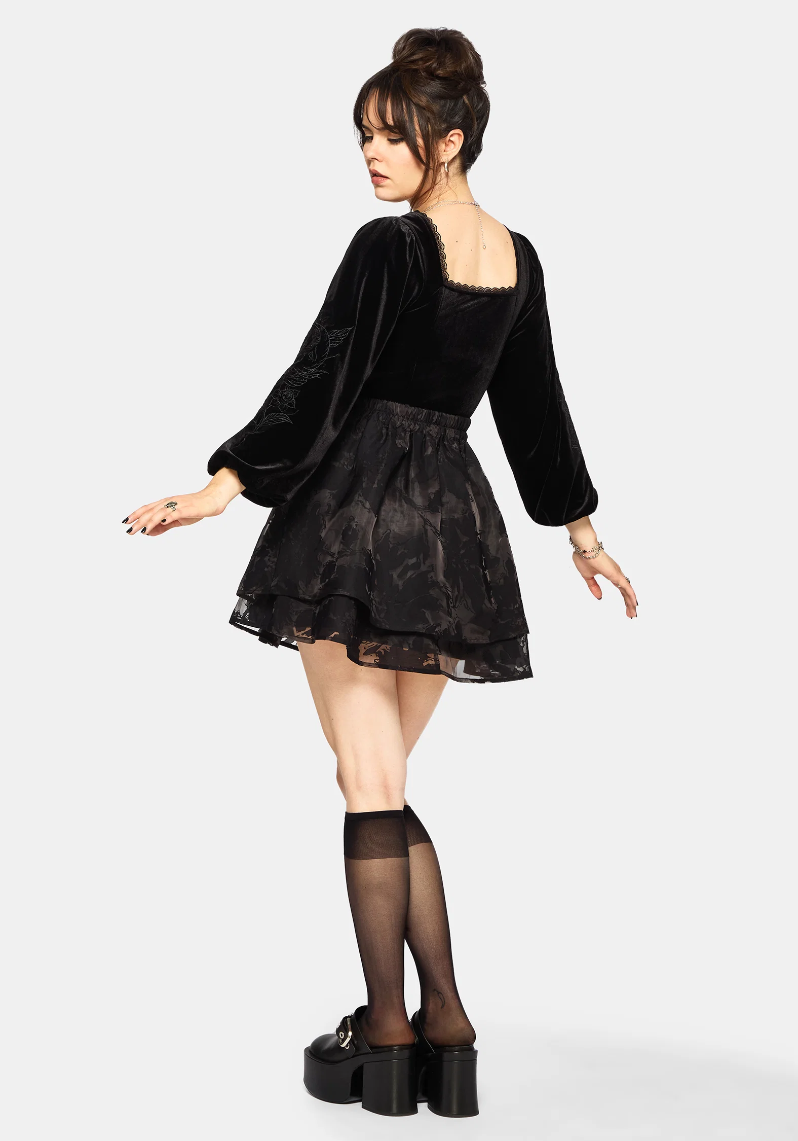 Spectre Layered Contrast Lining Mini Skirt - Image 4