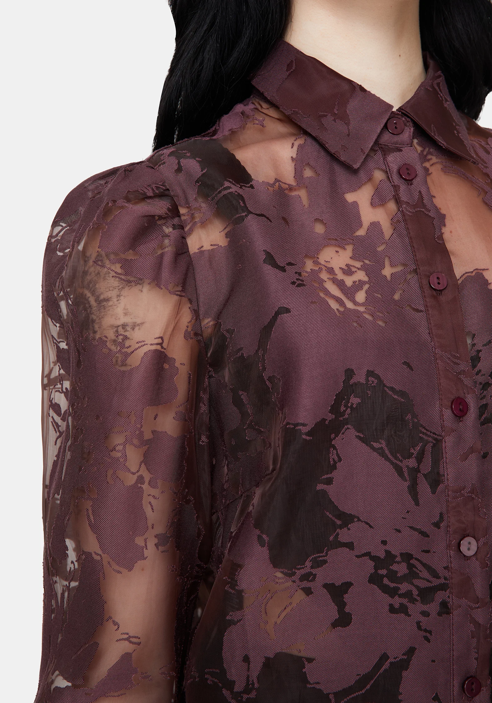Spectre Sheer Regular Fit Shirt - Burgundy - Image 2