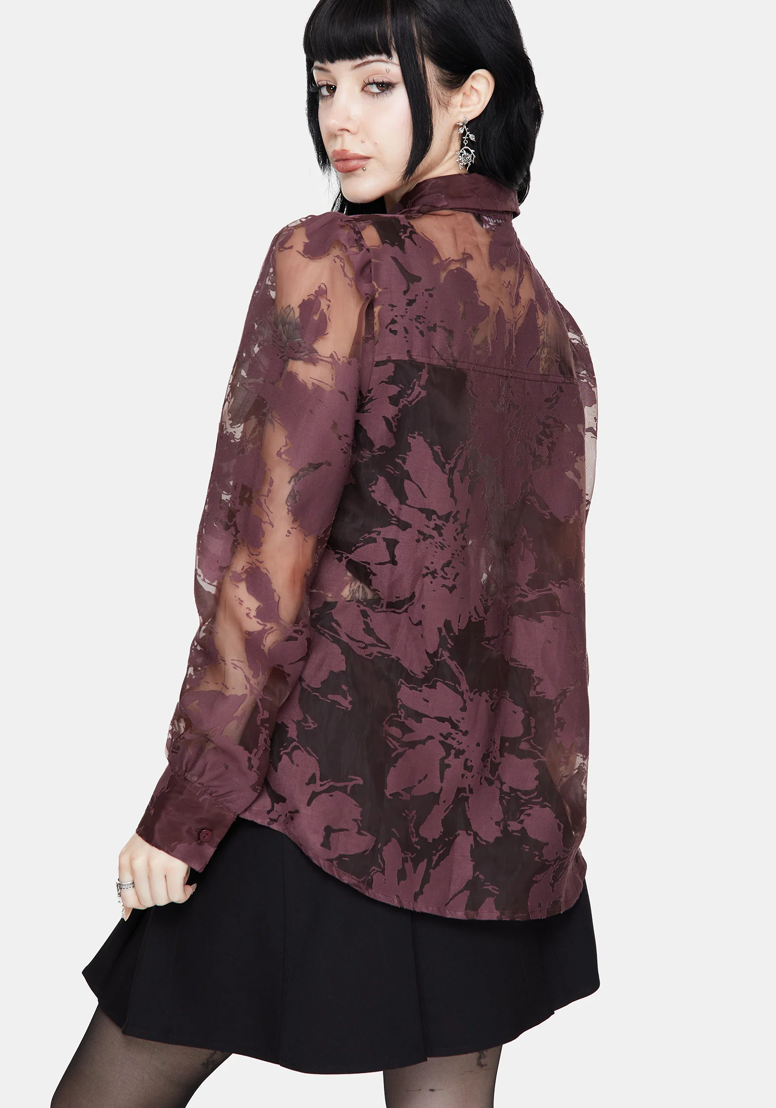 Spectre Sheer Regular Fit Shirt - Burgundy - Image 3