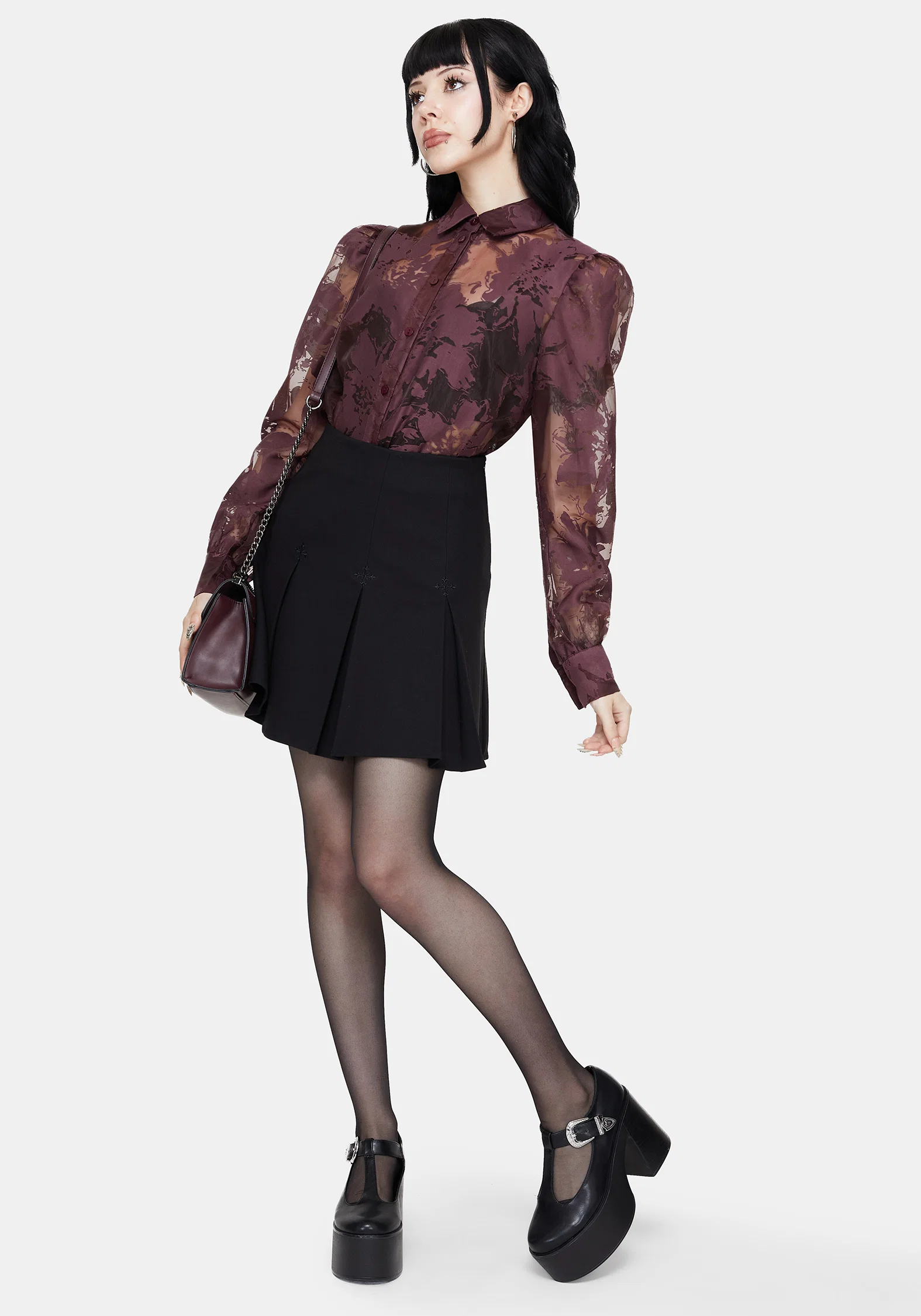 Spectre Sheer Regular Fit Shirt - Burgundy - Image 4
