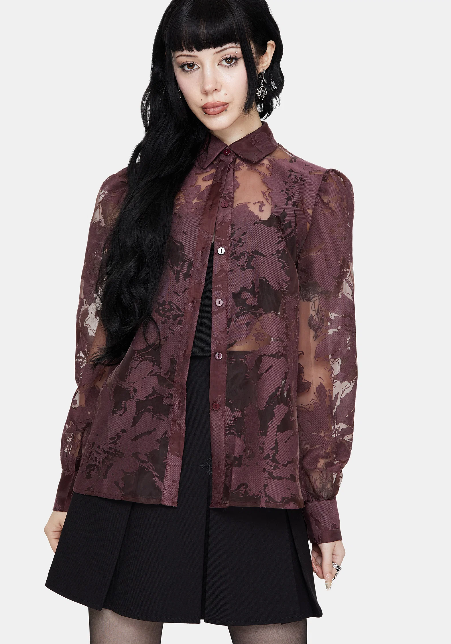 Spectre Sheer Regular Fit Shirt - Burgundy - Image 5