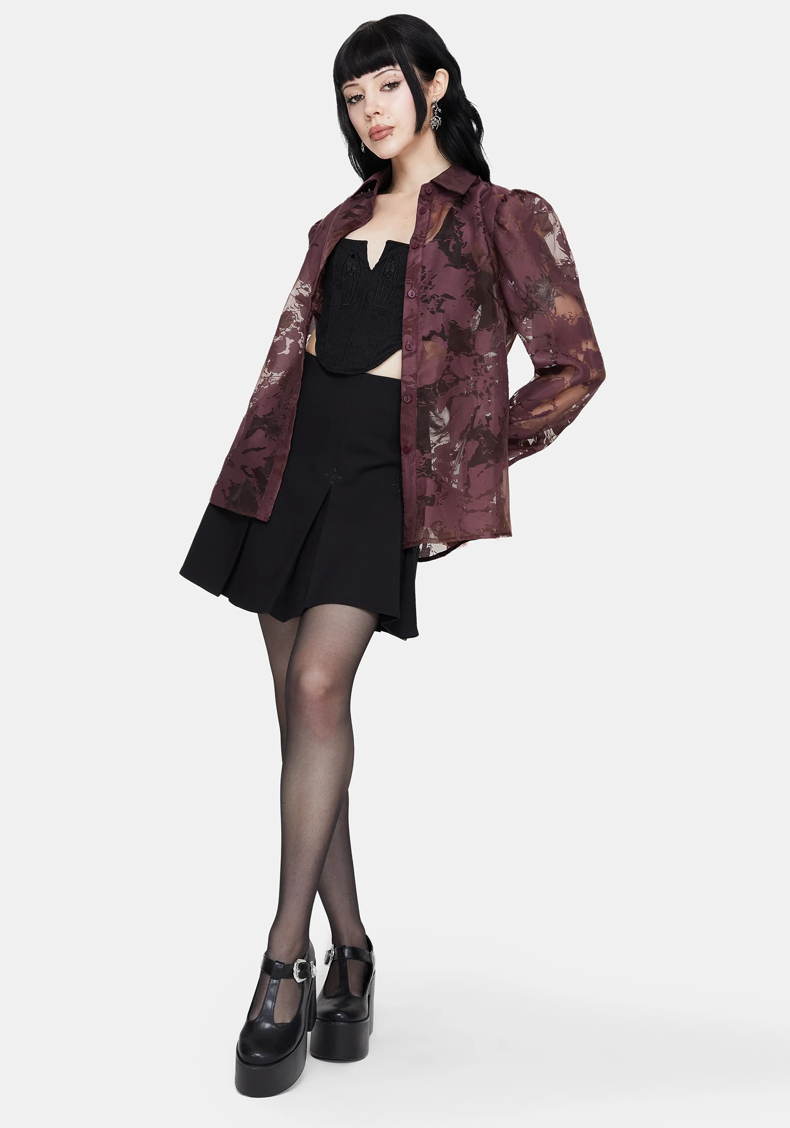 Spectre Sheer Regular Fit Shirt - Burgundy - Image 6