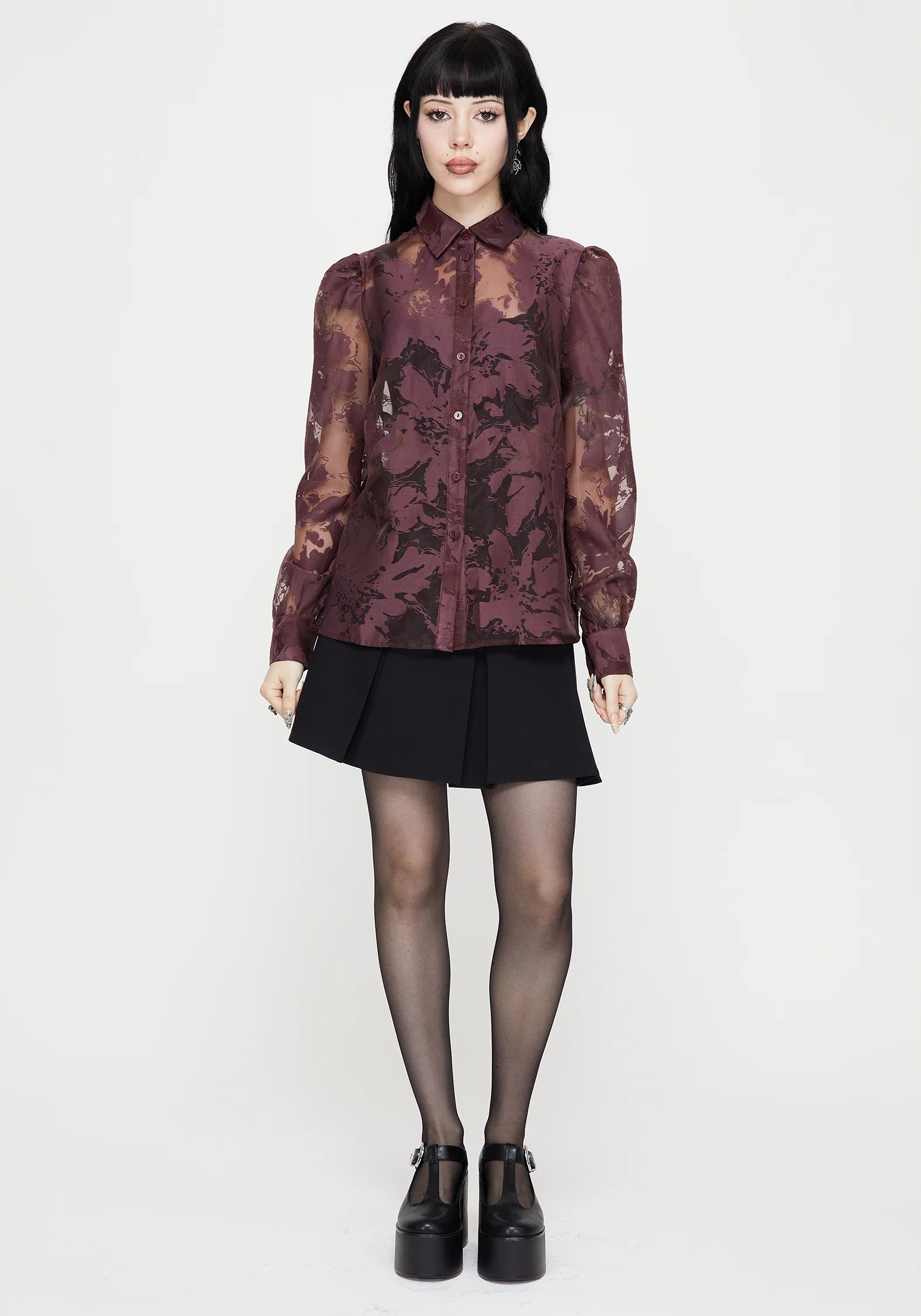 Spectre Sheer Regular Fit Shirt - Burgundy - Image 7