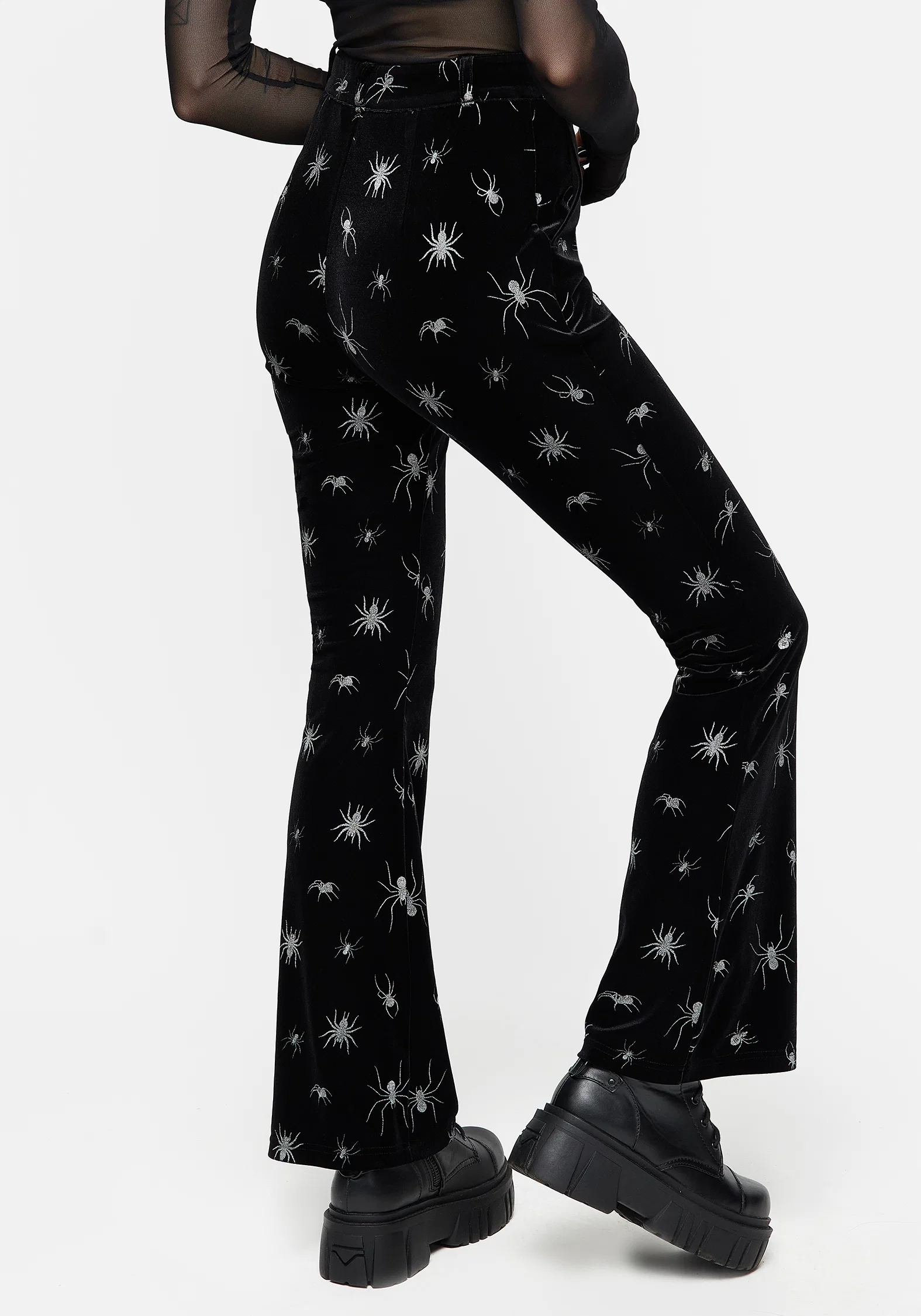 Spiro Foil Print Velour Flared Trousers - Image 3