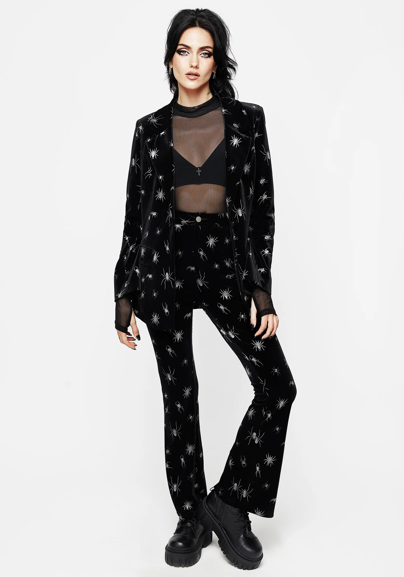 Spiro Foil Print Velour Flared Trousers - Image 4
