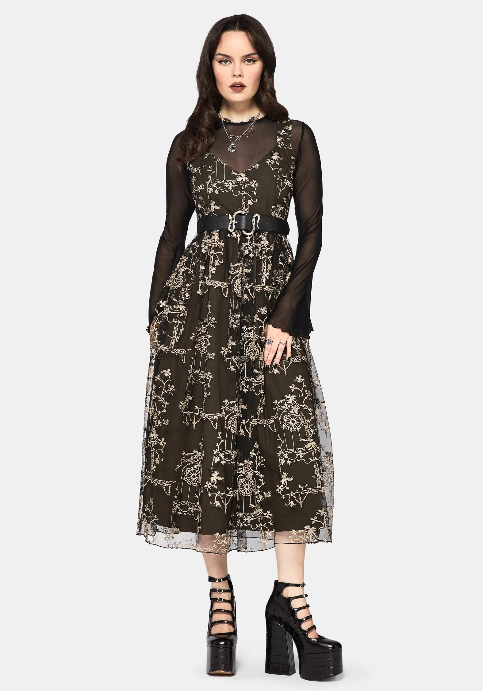 Stellar Vine Embroidery Midaxi Dress - Image 4