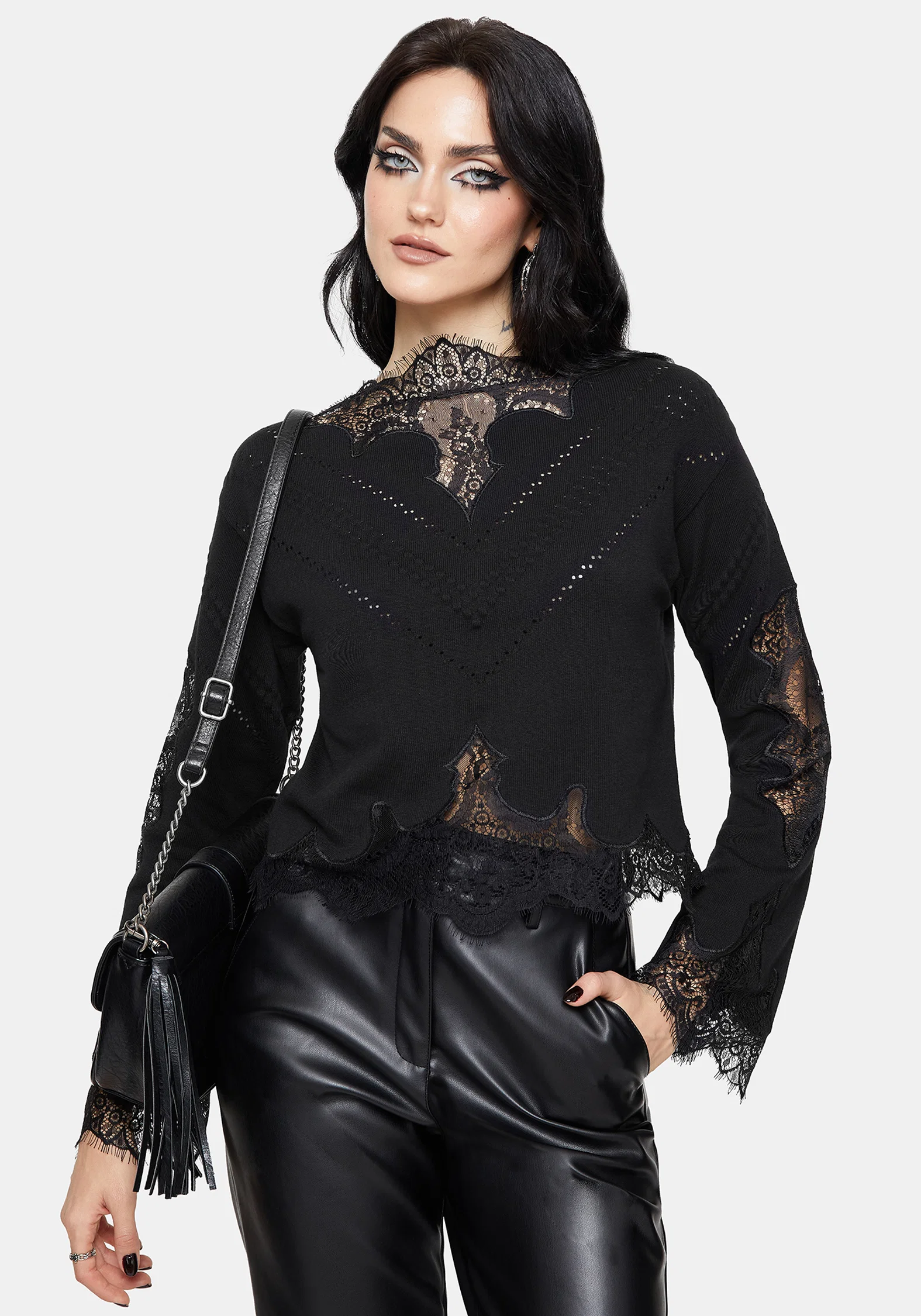 Stormwoken Pointelle Lace Detail Knit Jumper - Image 4