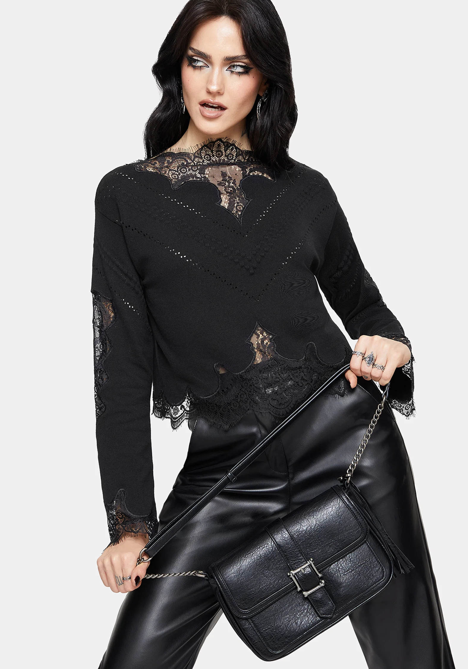 Stormwoken Pointelle Lace Detail Knit Jumper - Image 6