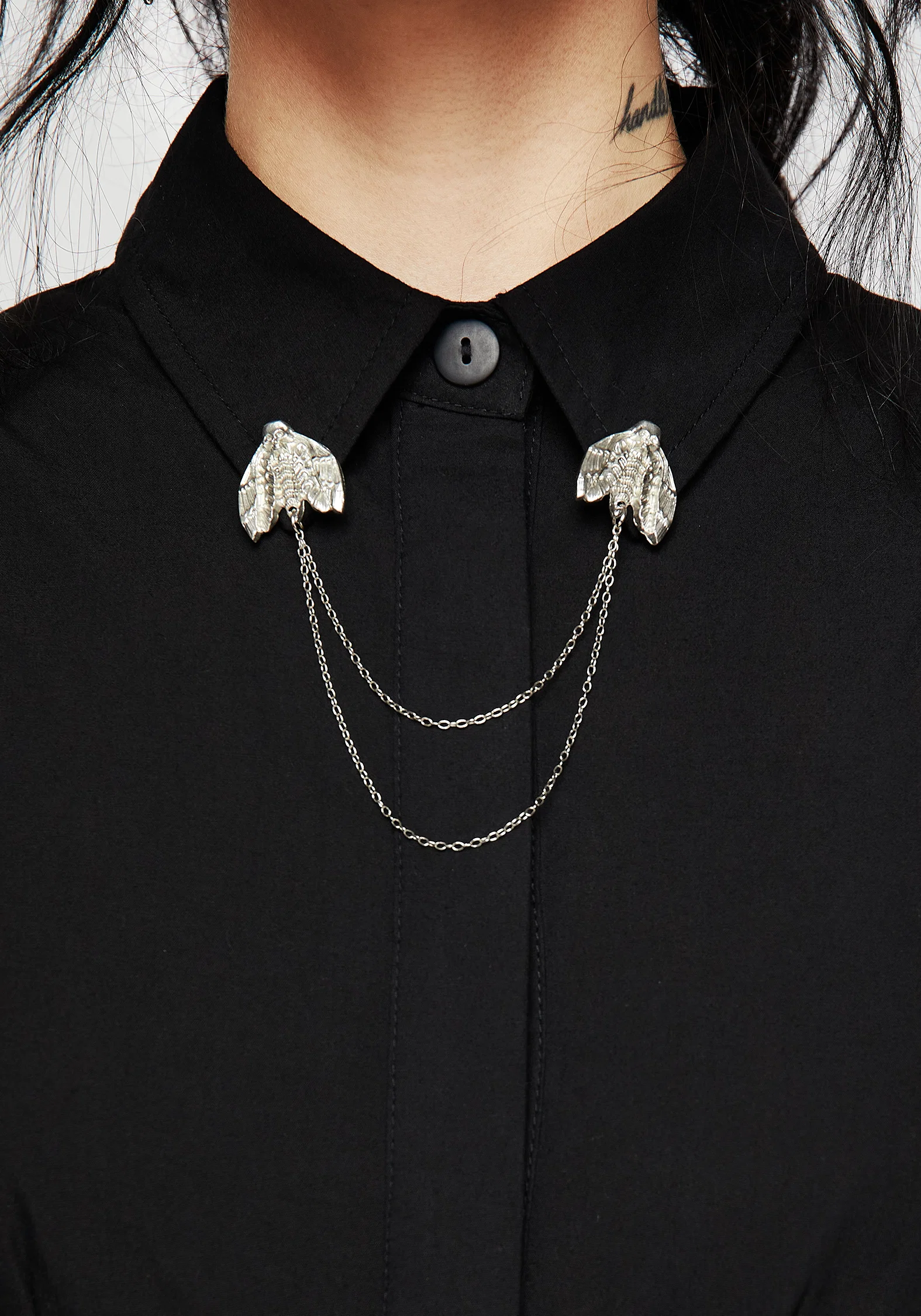 Styx Moth Collar Chain Mini Shirt Dress - Image 2