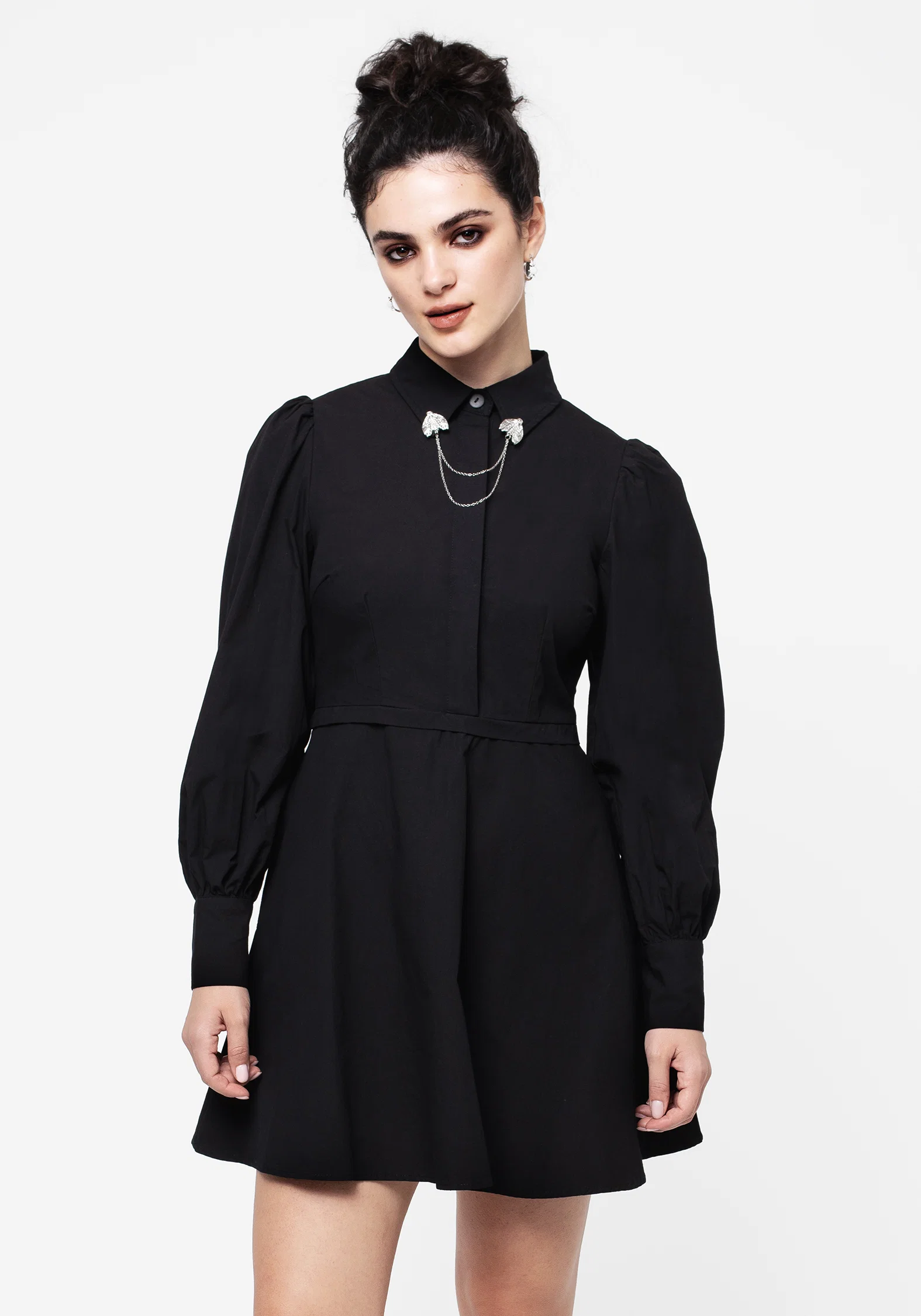 Styx Moth Collar Chain Mini Shirt Dress - Image 7