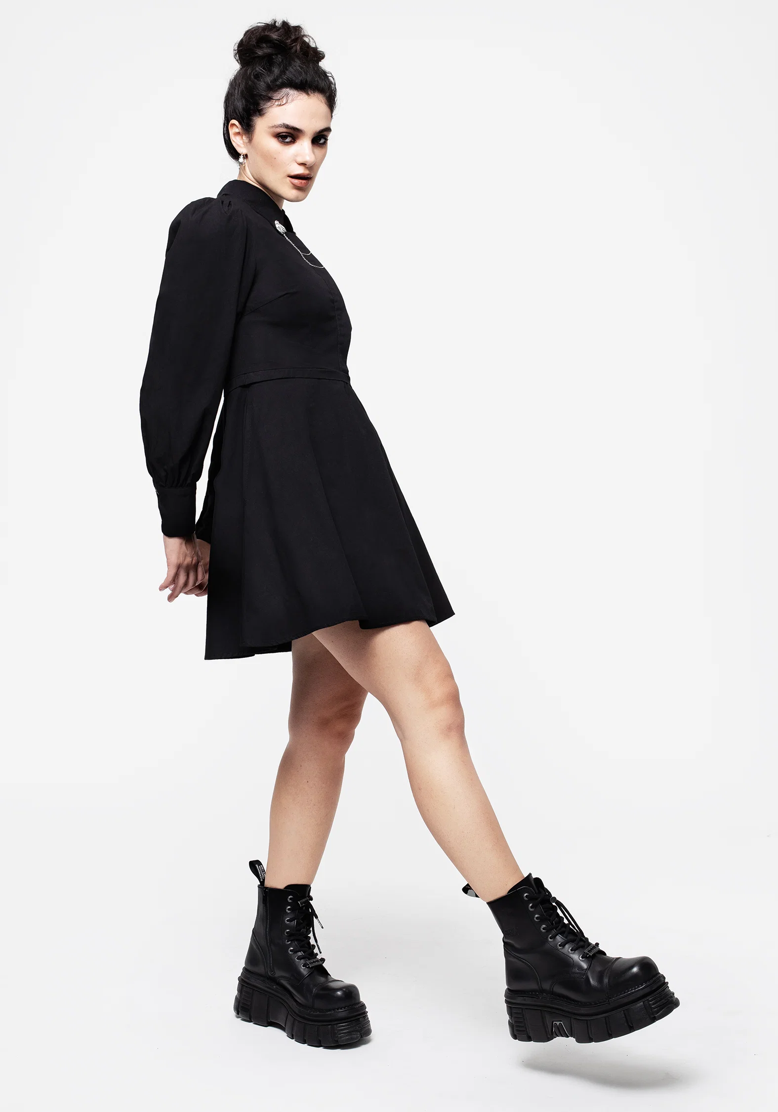 Styx Moth Collar Chain Mini Shirt Dress - Image 8