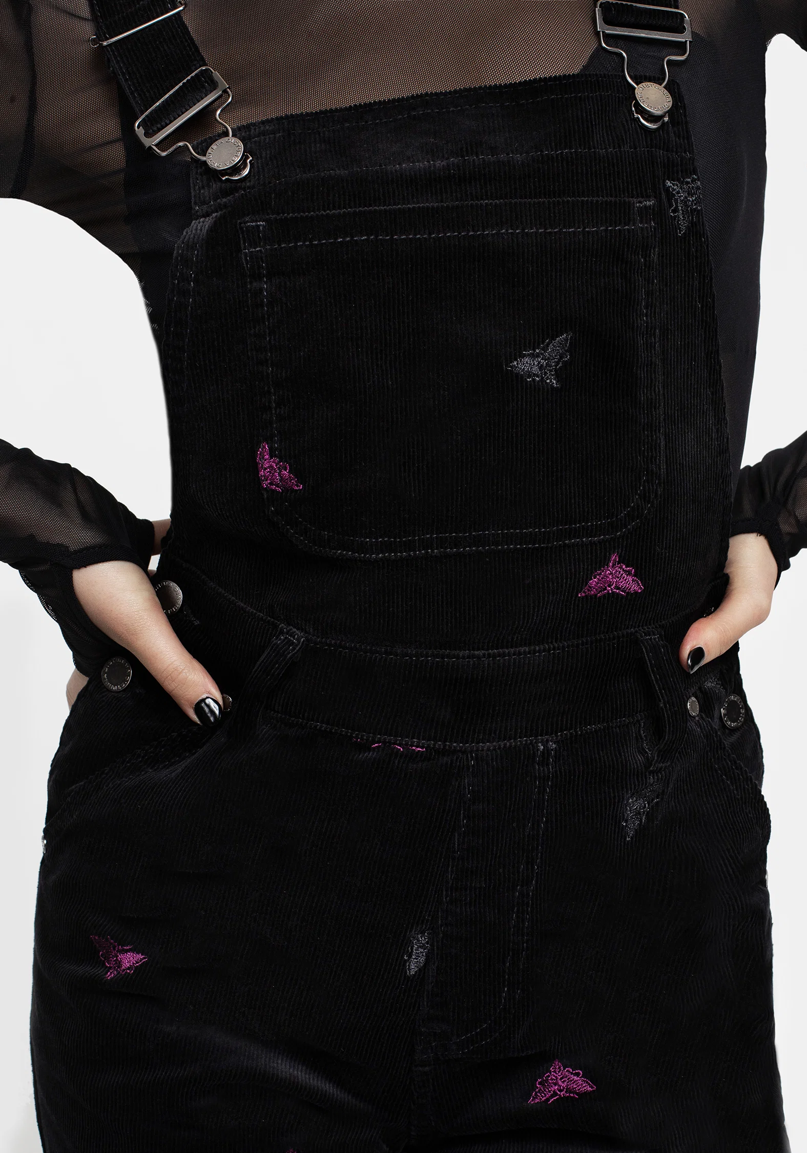 Styx Moth Embroidered Cord Balloon Leg Dungarees - Image 2