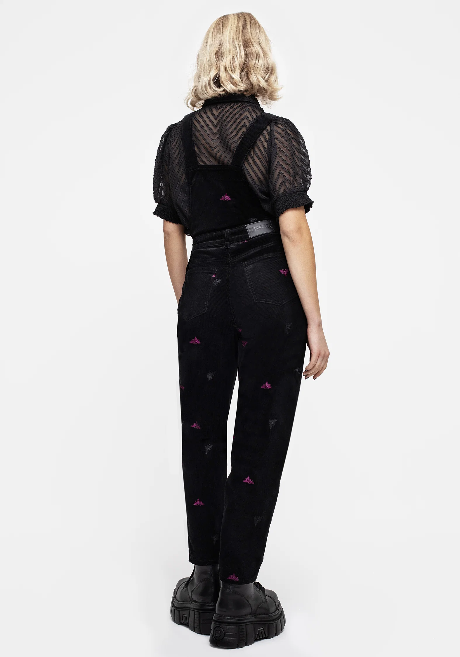 Styx Moth Embroidered Cord Balloon Leg Dungarees - Image 3