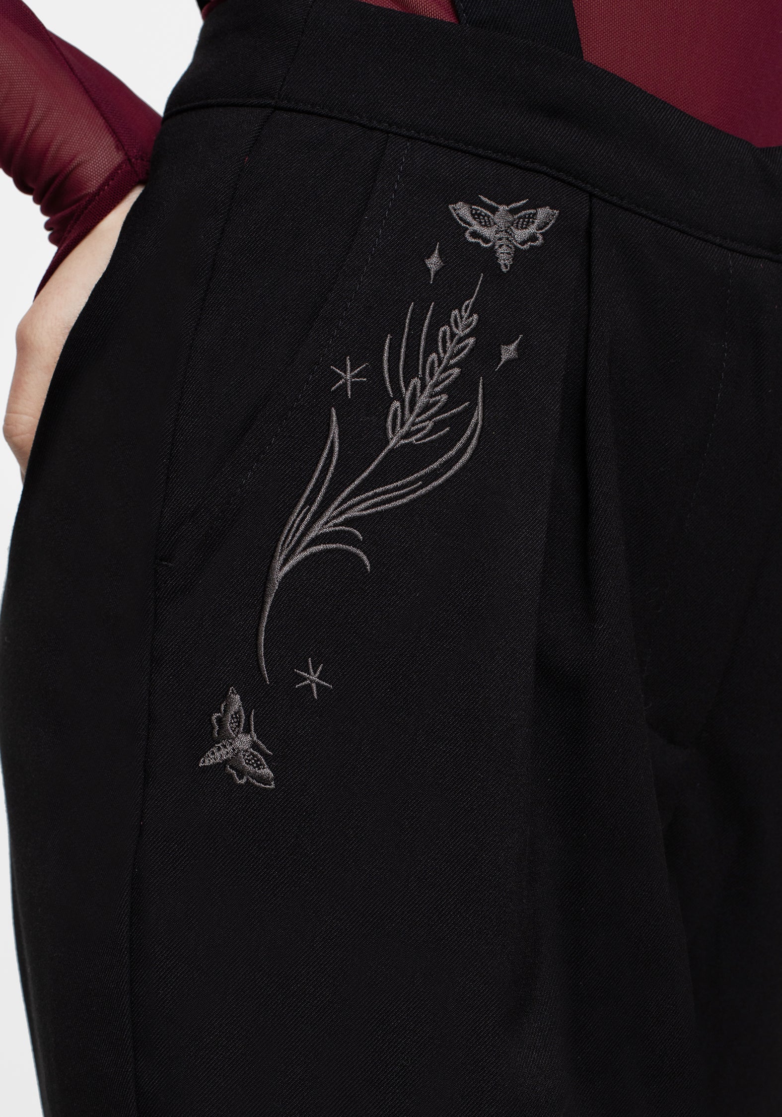 Styx Moth Embroidered Tapered Trousers - Image 2